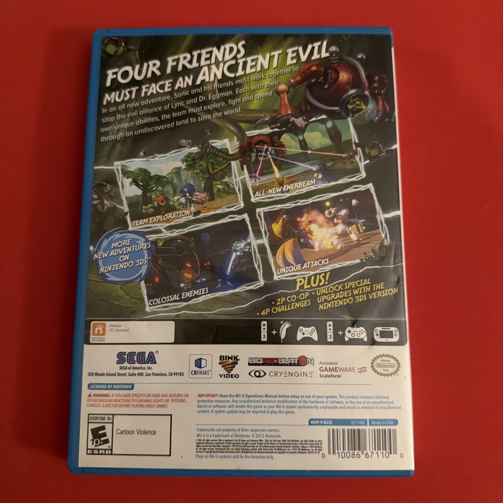 Sonic Boom: Rise of Lyric (Nintendo Wii U, 2014) CIB W/Manual- Tested