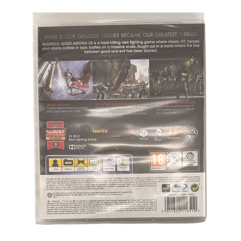 Injustice Gods Among Us PS3 Brand New Factory Sealed PlayStation 3 PAL PEGI 16