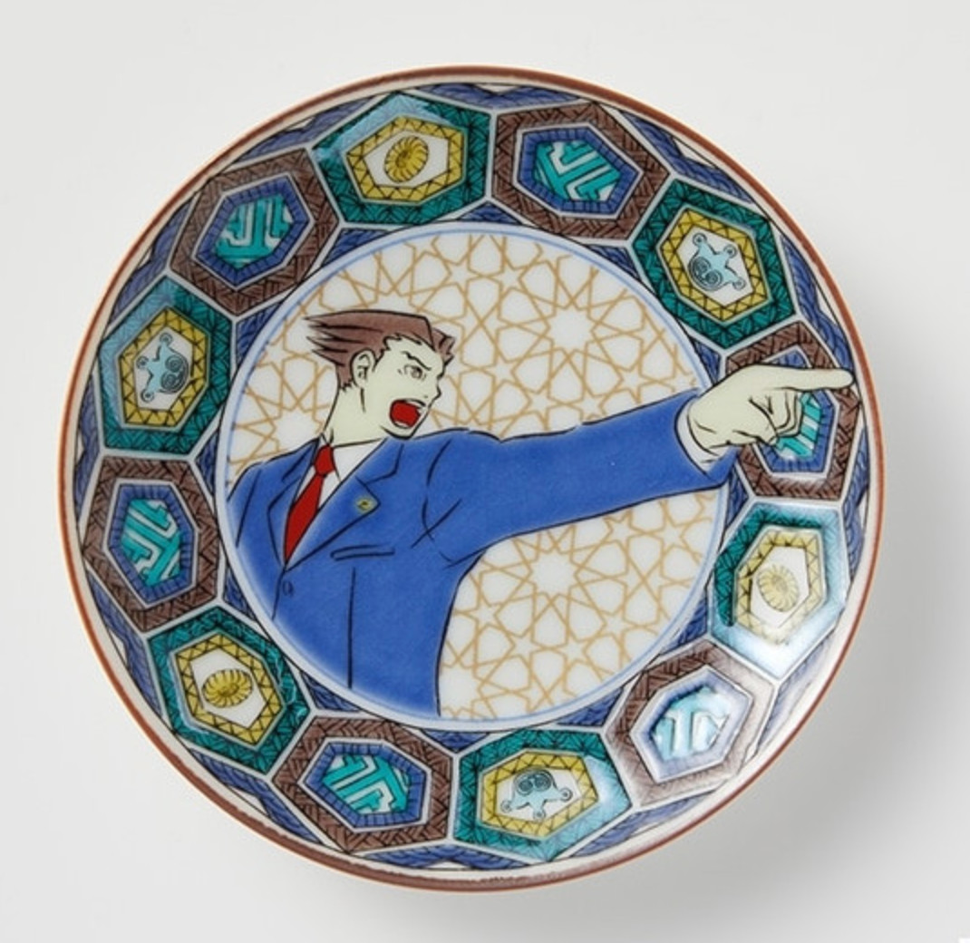 Phoenix Wright Kutani x Ace Attorney Mamezara Plate 4″ in Official Capcom New