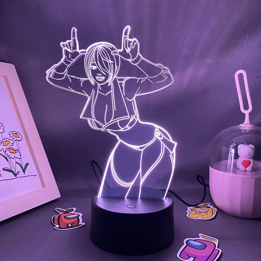 Game the King of Fighters Angel 3D LED Neon Night Lights Birthday Gift for Frien