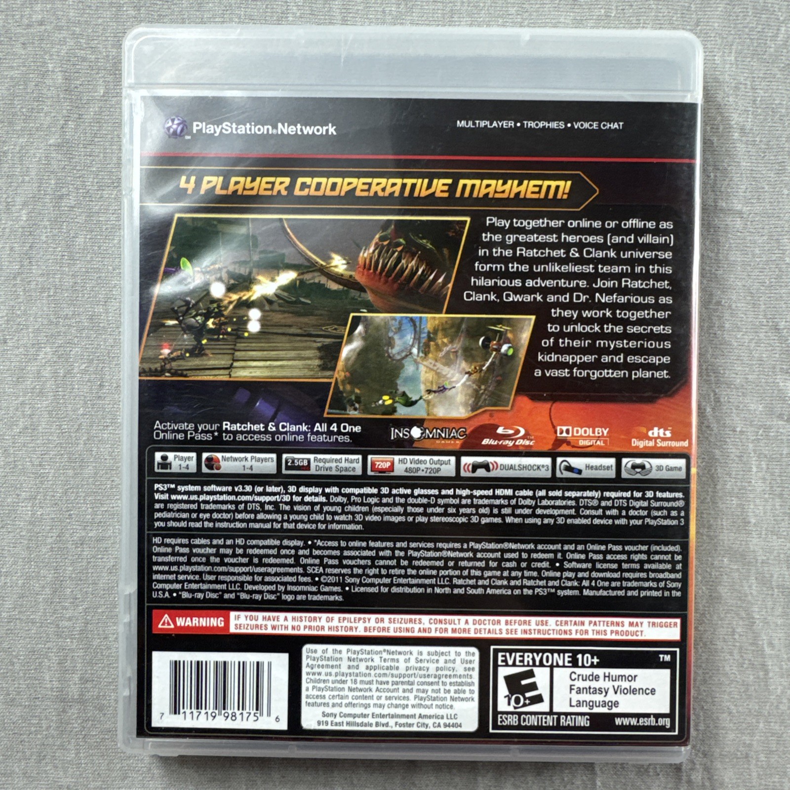Ratchet & Clank: All 4 One (Sony PlayStation 3, 2011) Complete Tested Working