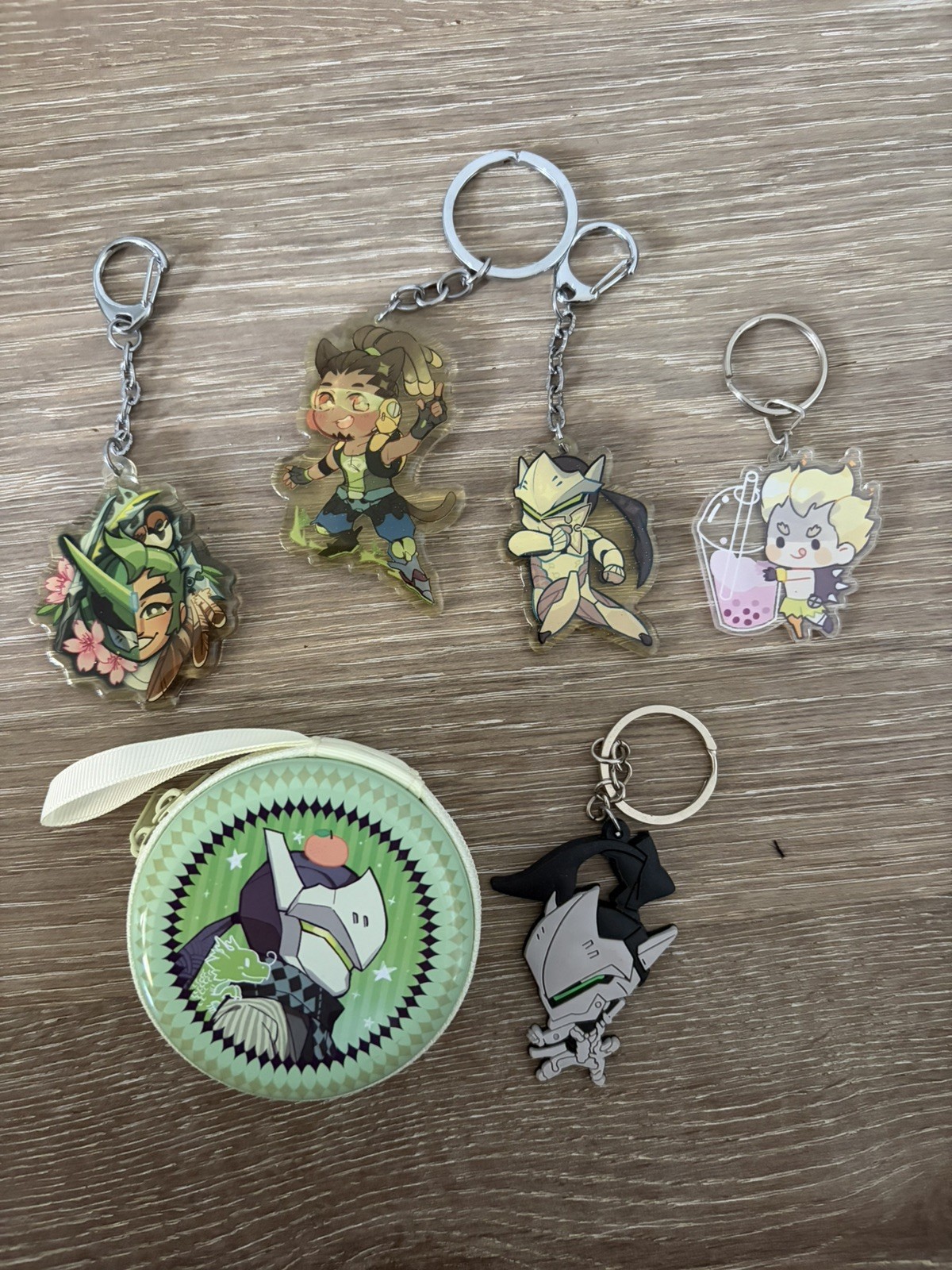Artist Made Overwatch Keychains – Genji, Lucio, Junkrat & Genji Pouch Bundle
