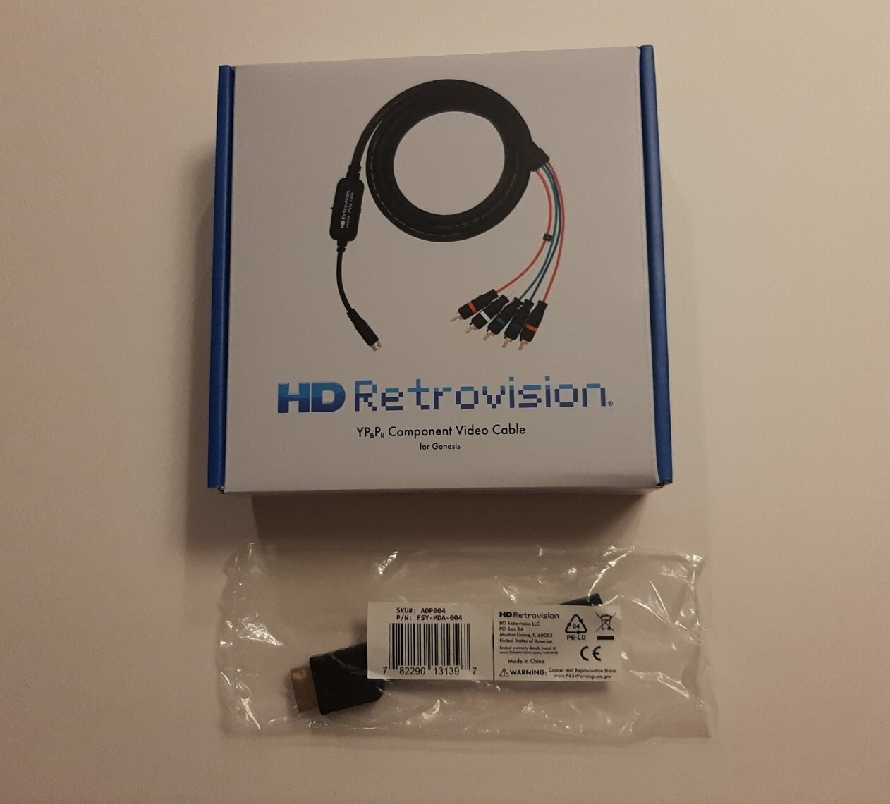 HD Retrovision Genesis Component/YPbPr Cables w/ PS1 Adapter, Factory Sealed