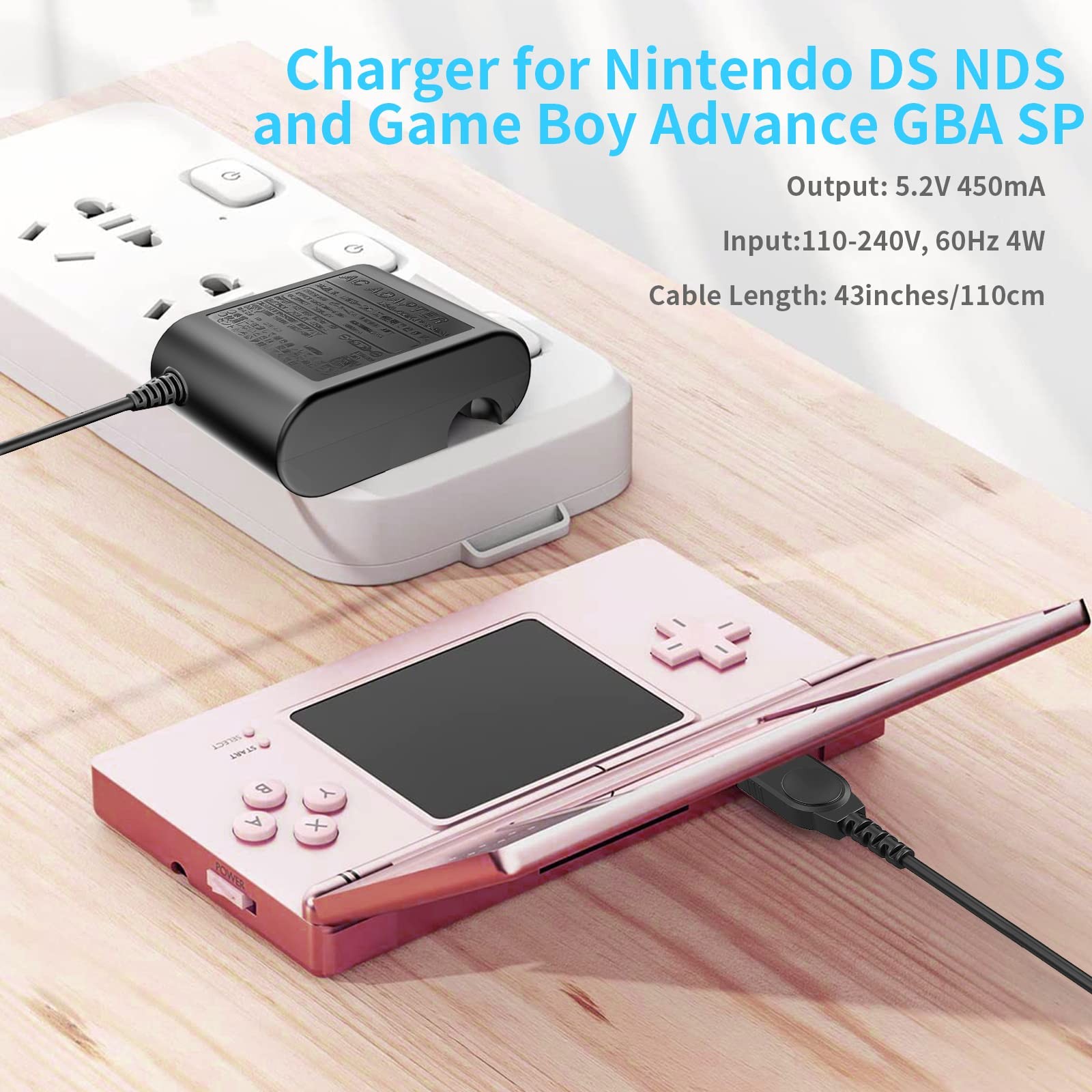 Gameboy Advance SP AC Adapter & Travel Charger – 5.2V 450mA Power Cord for Ni…