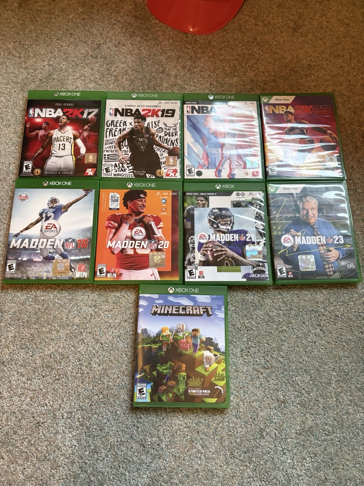 Xbox One Game Lot w/ Cases: NBA 2K17 2K19 2K22 2K23 Madden 20 21 23 & Minecraft