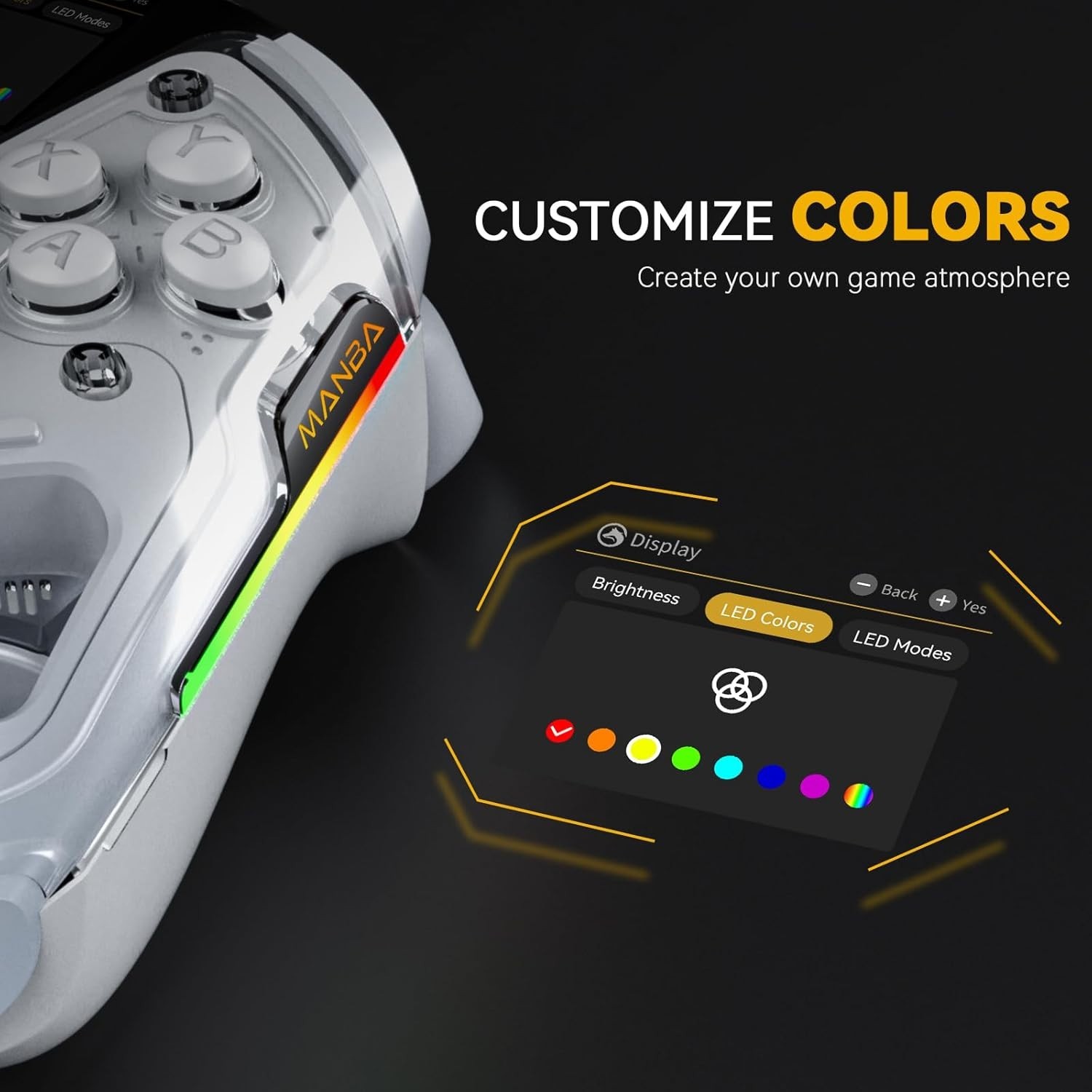 Interactive Screen Wireless Controller for PC Switch iOS Android RGB
