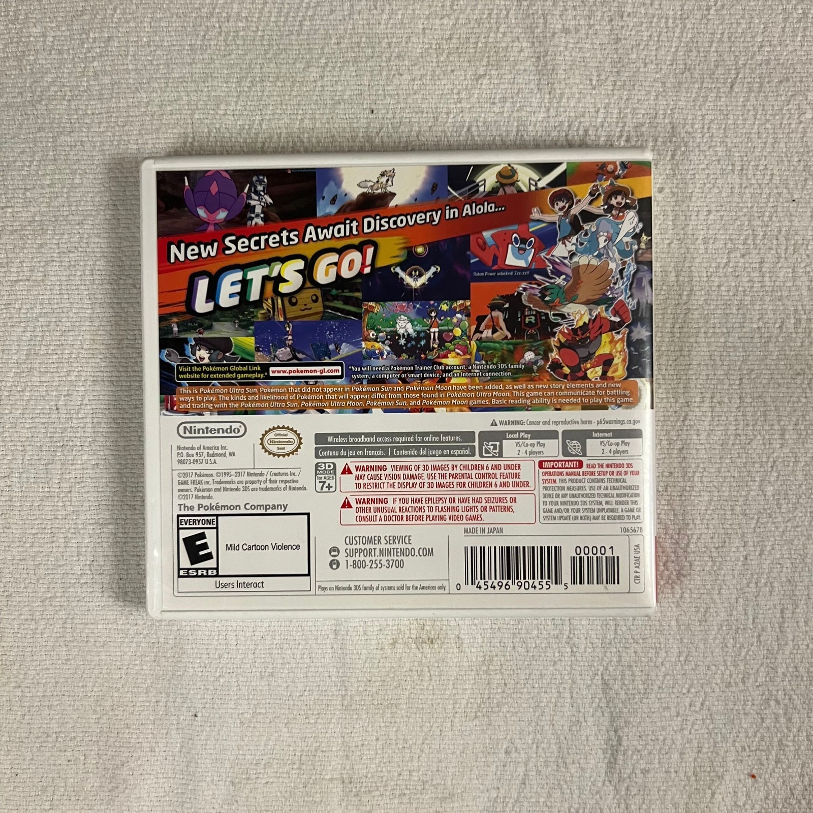 Pokemon Ultra Sun Nintendo 3DS 2017 Case Only NO GAME