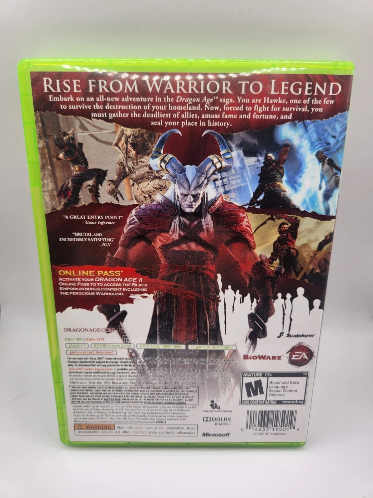 Dragon Age 2 II (Xbox 360, 2011) Cib Tested Polished Great Shape