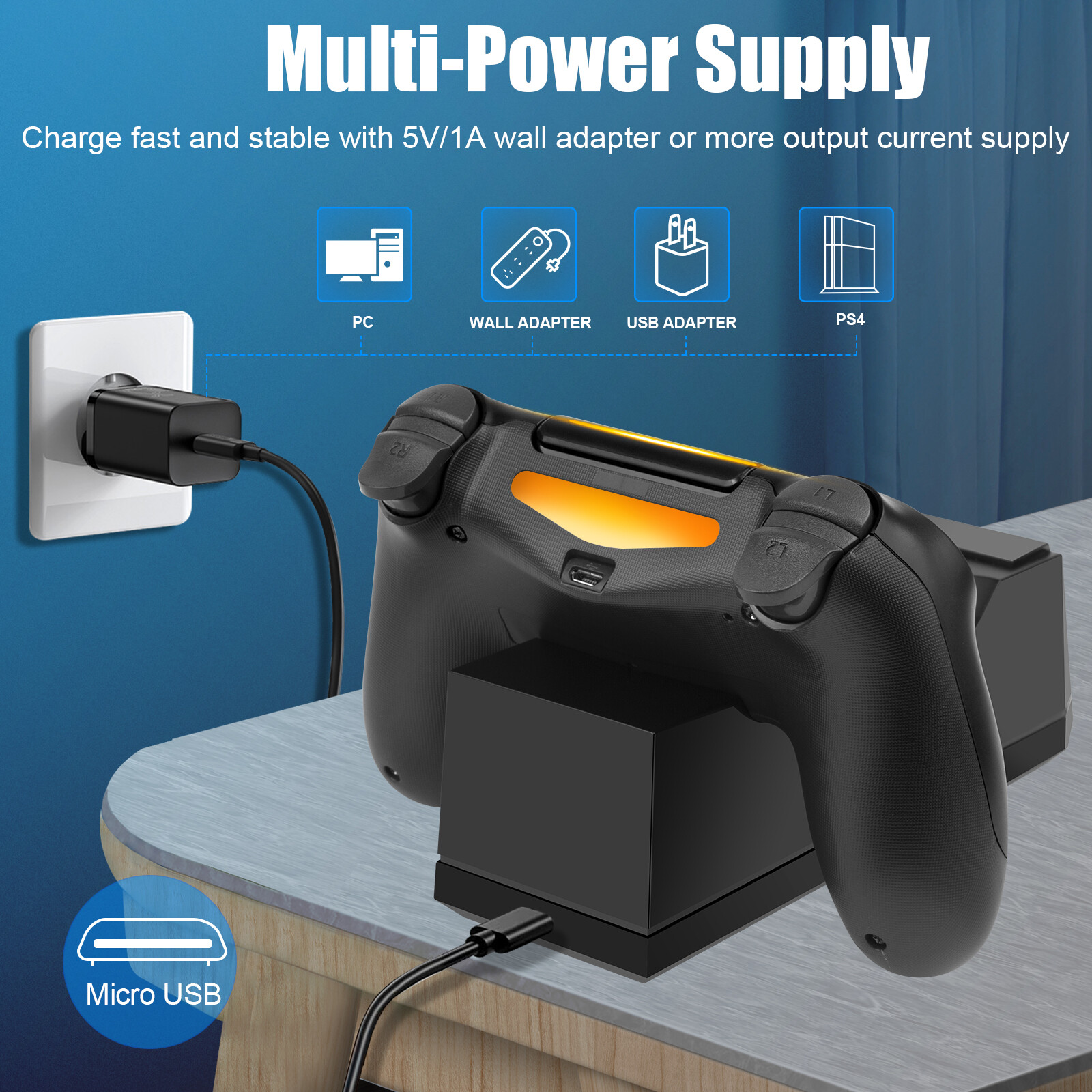 Dual Fast Charger Dock Station Charging Stand For PS4 PlayStation 4 Controller