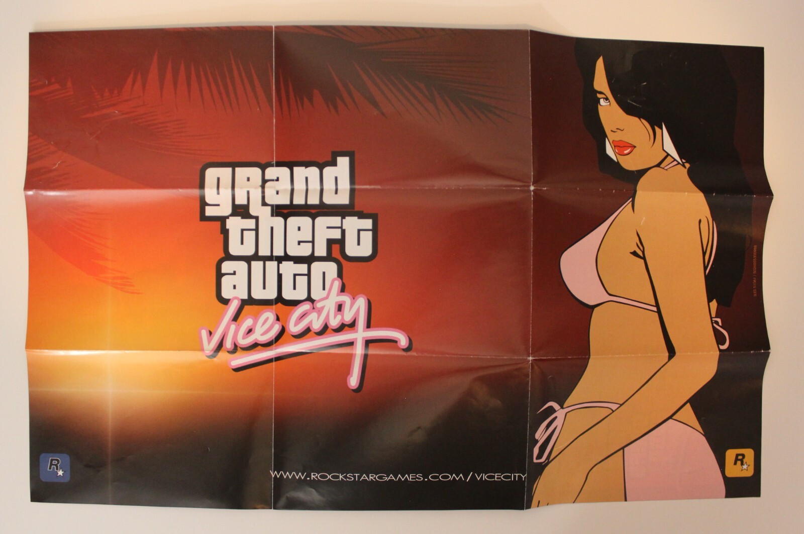 2002 GRAND THEFT AUTO: VICE CITY Poster & Map Spain Vintage Rockstar Usage Marks