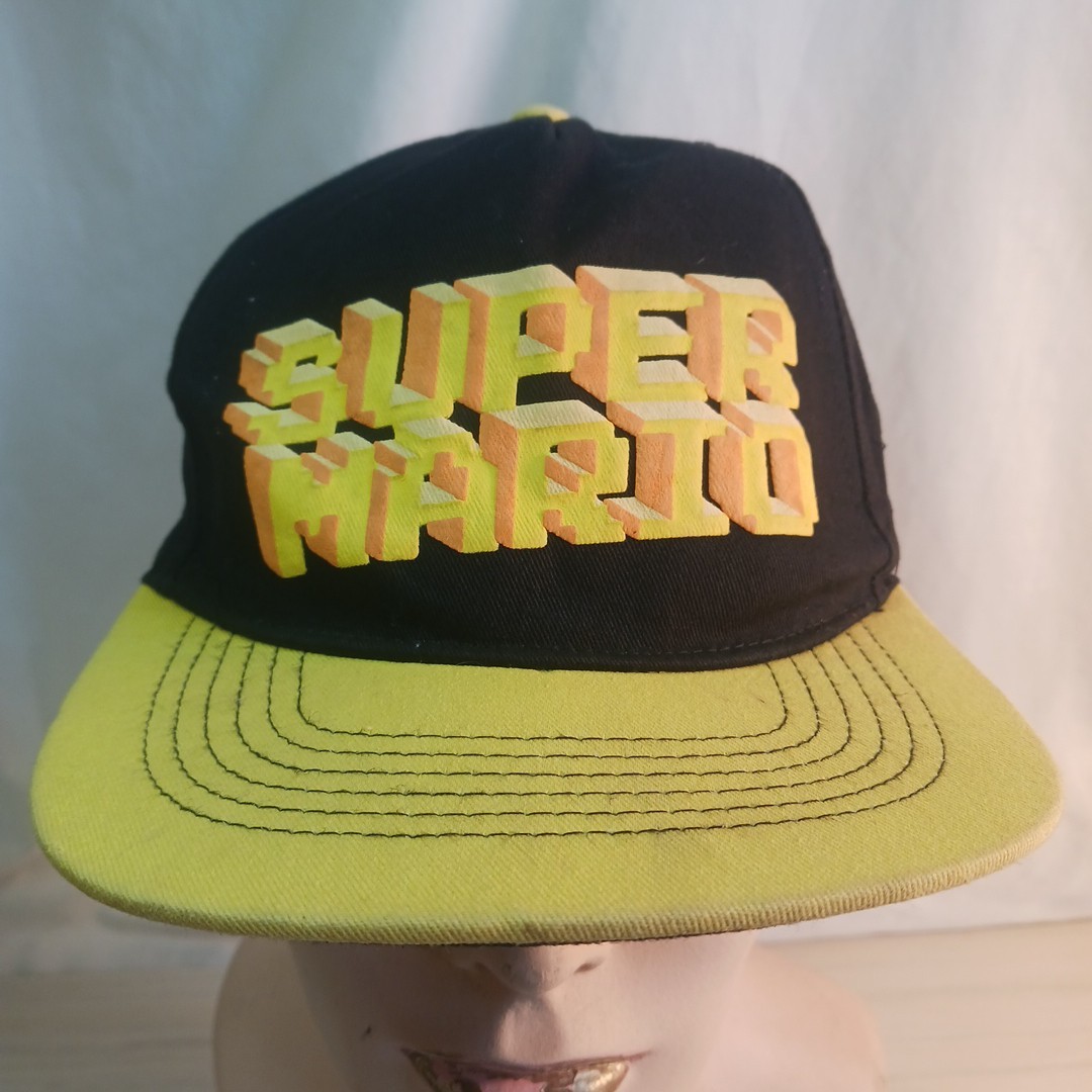 Super Mario Hat Black/yellow Adjustable Retro Video Game Classic Nintendo