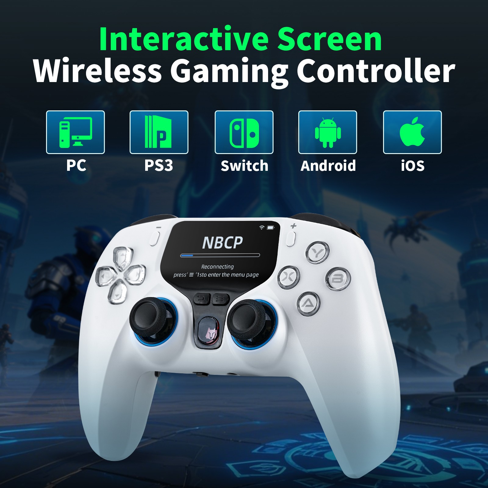 Wireless Gaming Controller with Interactive Screen for PC/PS3/Switch 2 1/Android