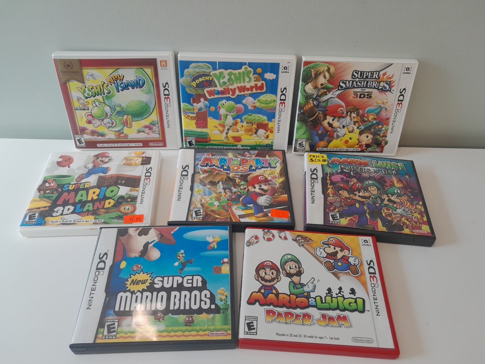 Nintendo DS & 3DS Case Only Lot Of 8: Mario Luigi Yoshi *No Games