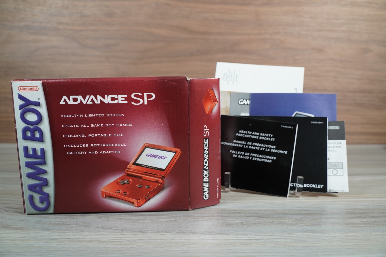 Nintendo GBA SP Handheld Flame Red Authentic Box And Inserts Only CLEAN BOX