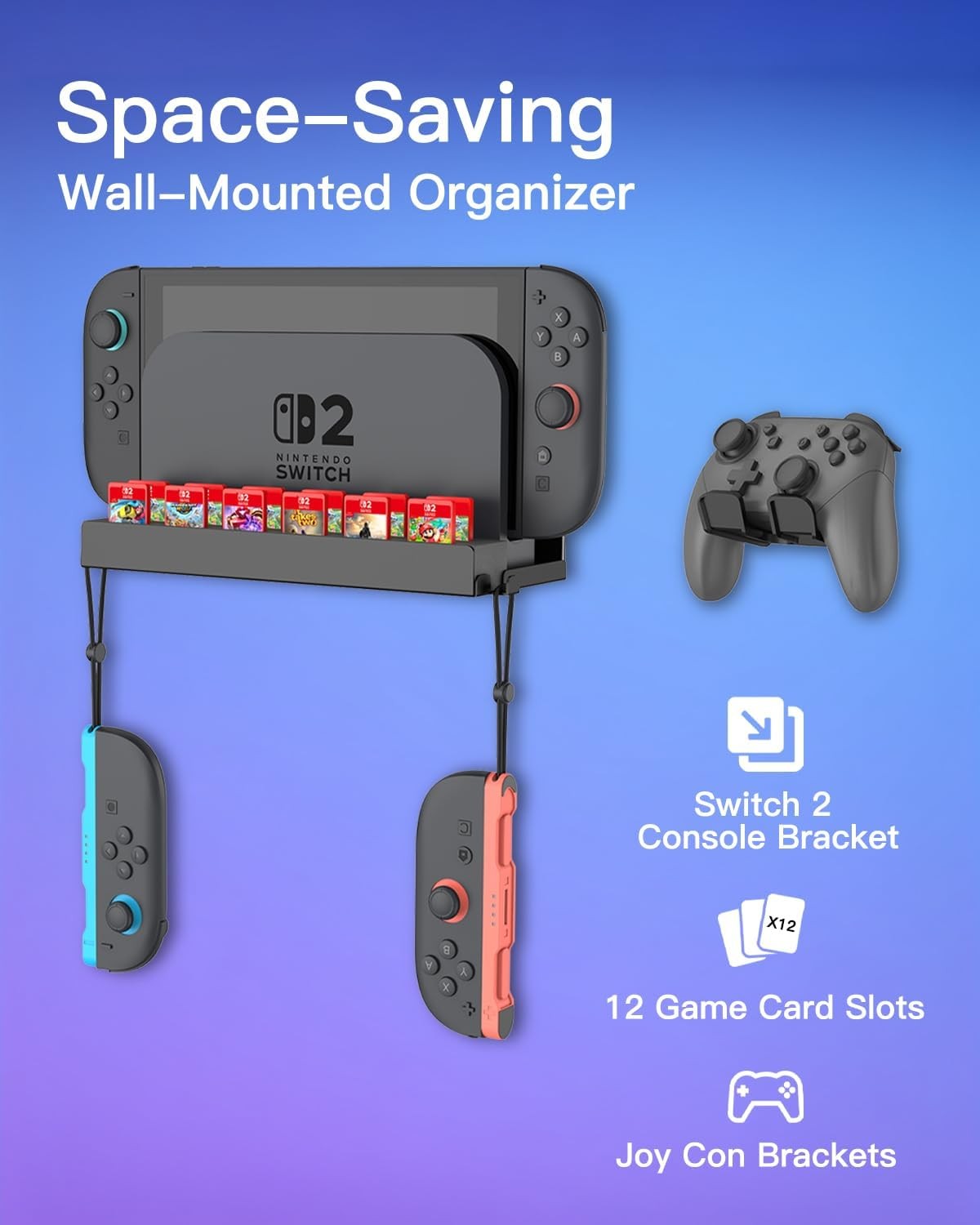 Metal Wall Mount for Nintendo Switch 2 Space-Saving Console Organizer Behind TV