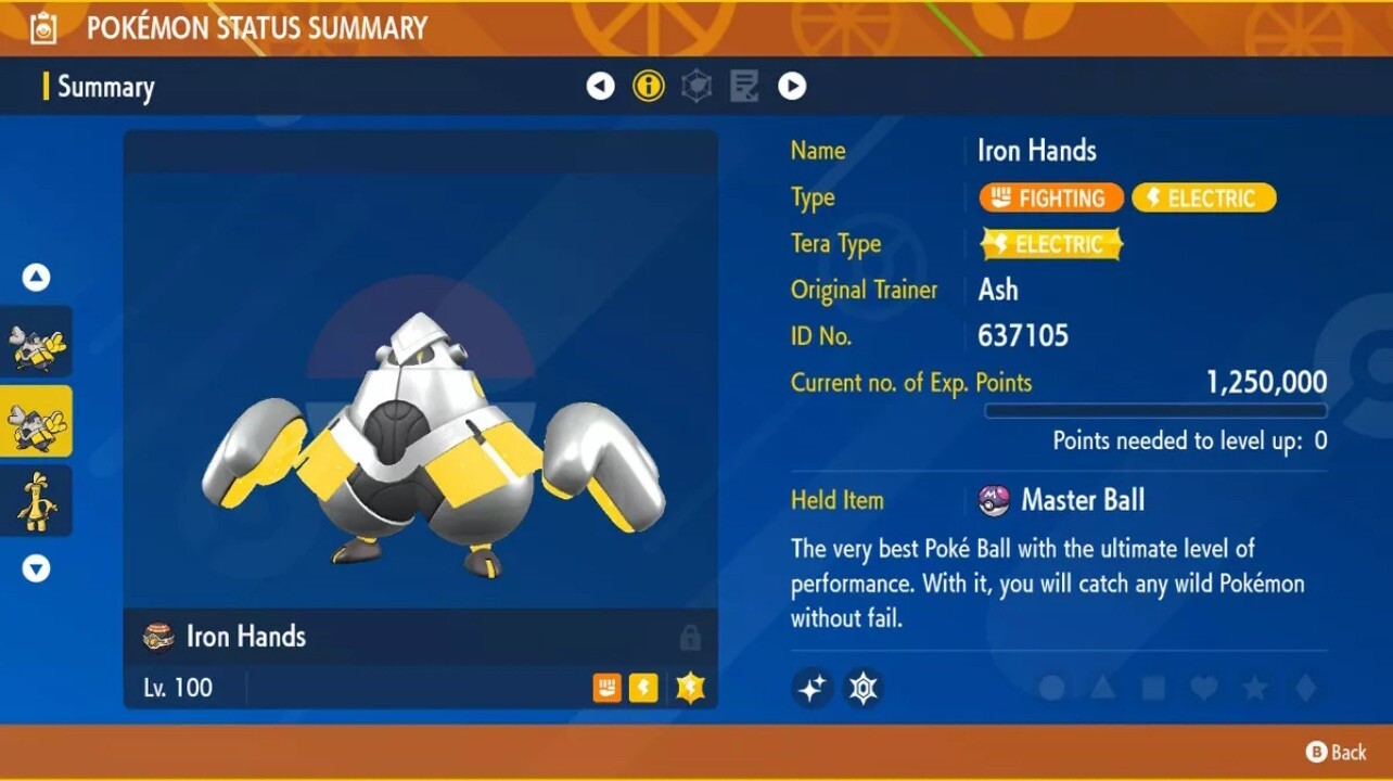 6IV SHINY IRON HANDS ⭐️ Customizable ⭐️ Pokemon Scarlet And Violet