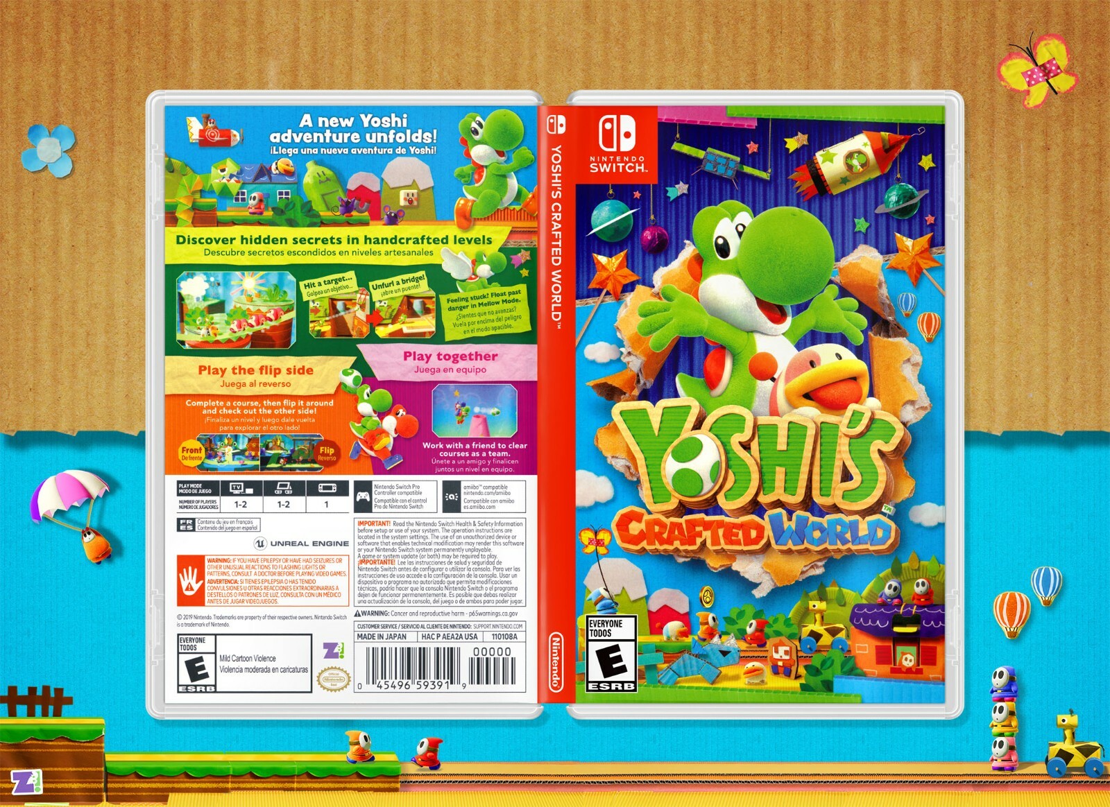 Yoshi’s Crafted World Cover Art: Replacement Insert & Case for Nintendo Switch