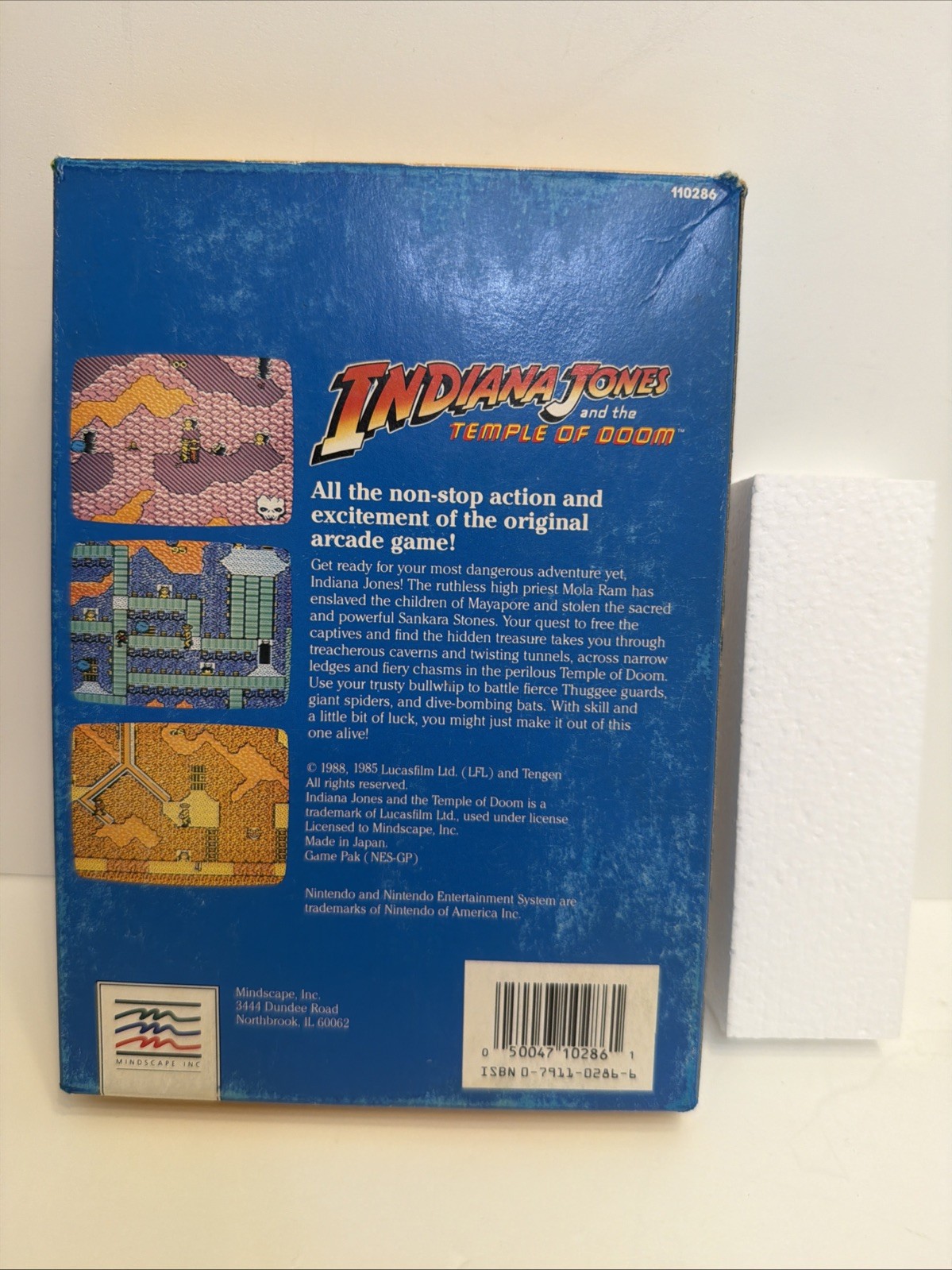 Indiana Jones and the Temple of Doom Nintendo NES Box & Foam Only Mindscape