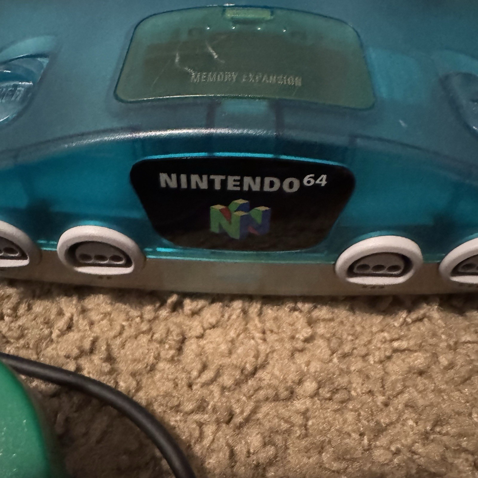 Nintendo N64 Funtastic Clear Blue Japan Console WORKS has a small crack on case