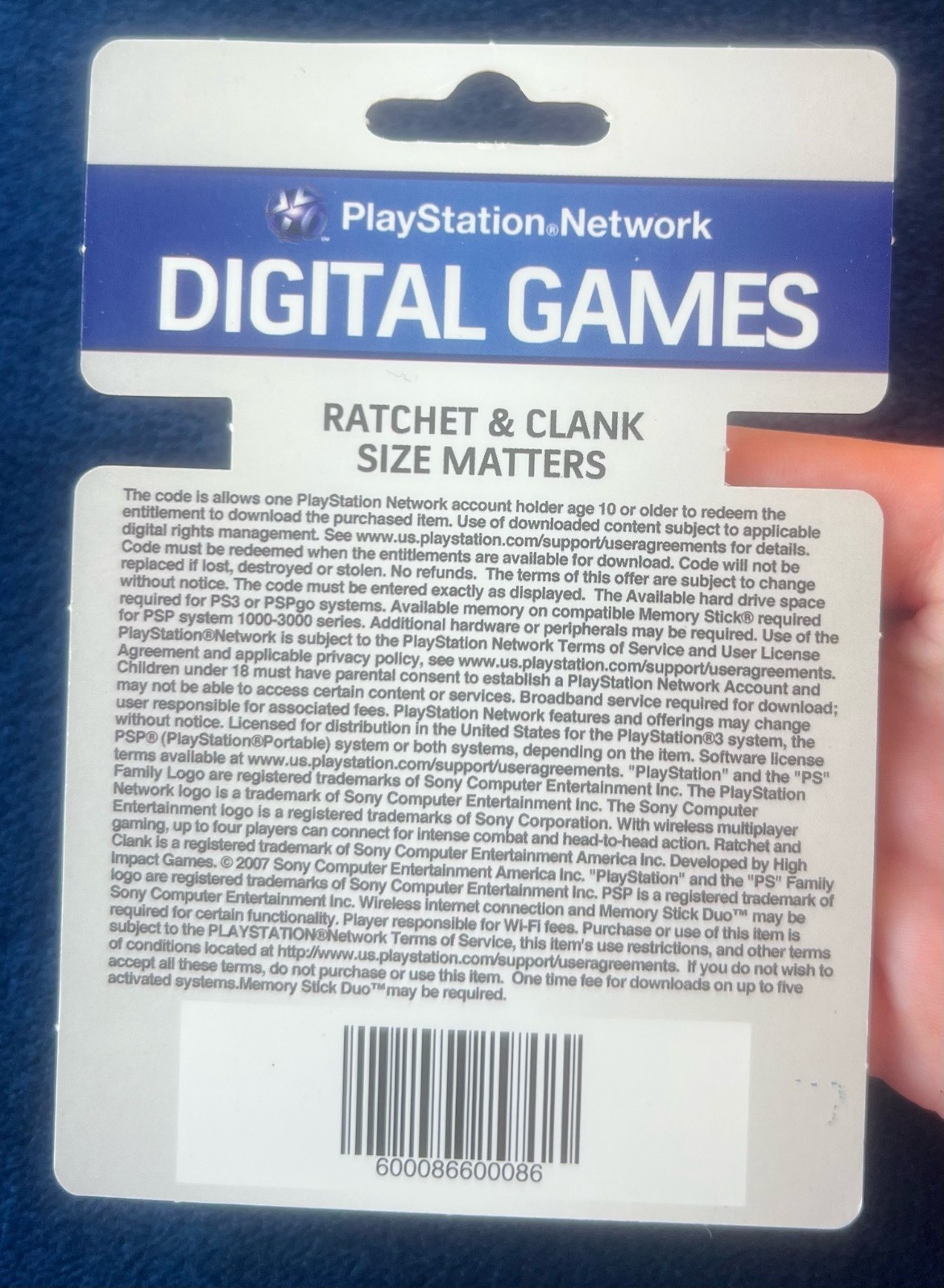 Ratchet & Clank Size Matters DISPLAY ONLY Playstation Network Card OFFICIAL