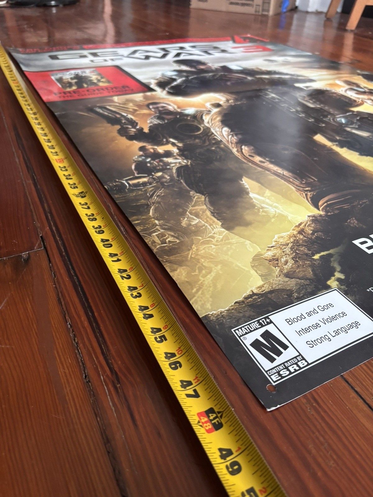 Gears of War 3 Gamestop 2011 Launch Poster GIANT 48 x 33 Storefront Display Xbox