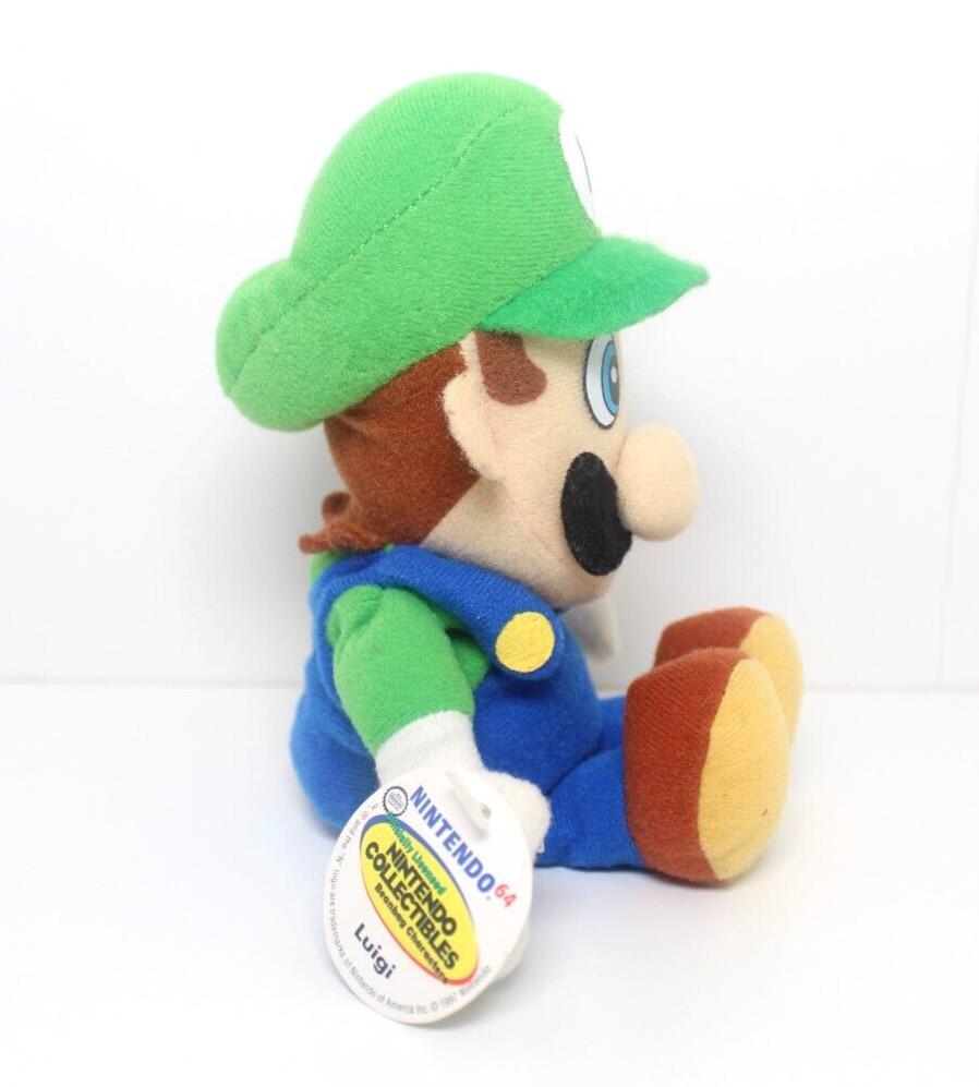Vintage Nintendo 64 Luigi Beanbag Plush Doll + Hang & Tush Tag (BD&A, 1997)