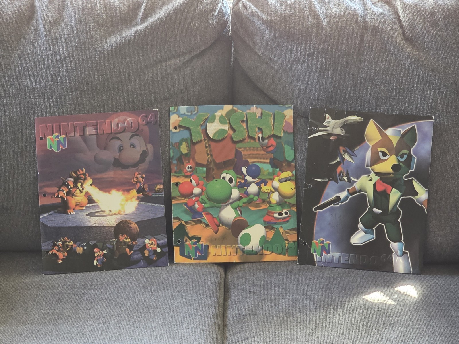Vintage Nintendo 64 Folders Lot – Mario 64, Yoshi, Star Fox – 90s N64