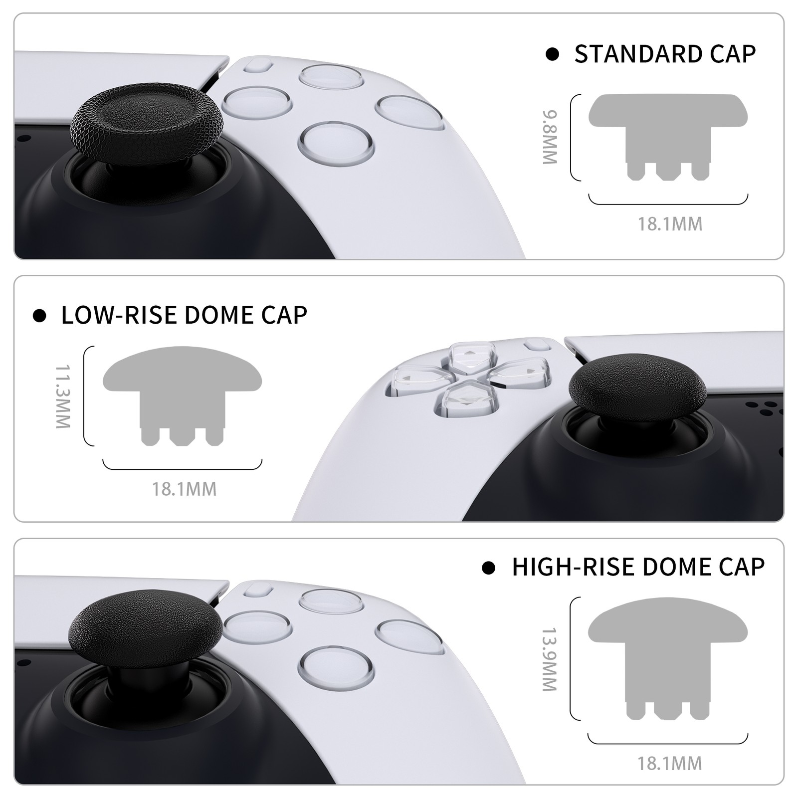 eXtremeRate Custom Edge Sticks Swappable Thumbsticks for PS5 Controller for PS4