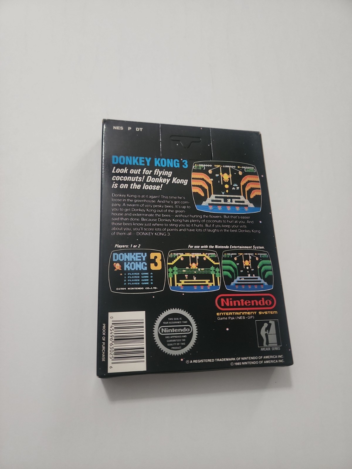 Donkey Kong 3 Nintendo NES Empty Box Only HangTab BLACK BOX Needs Wata Psa
