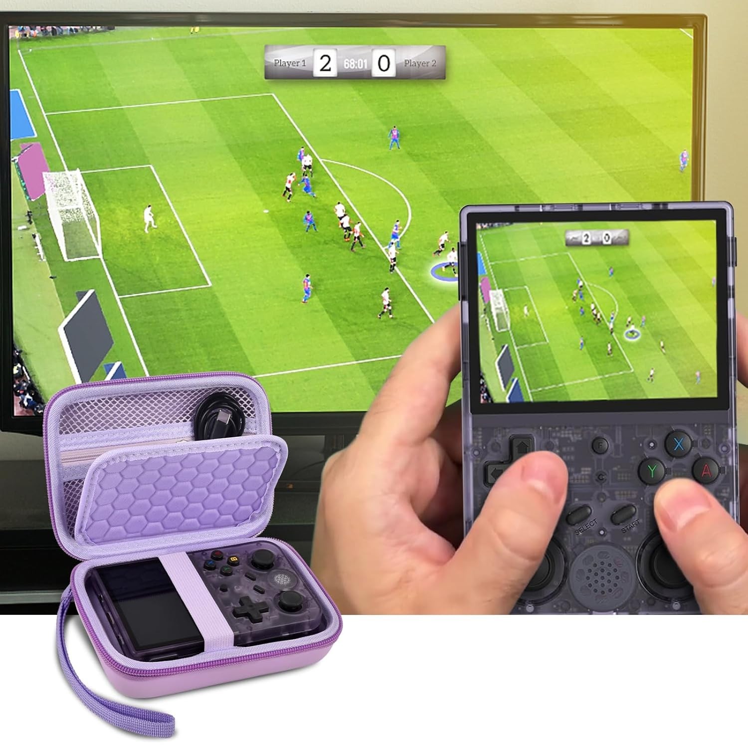 Shockproof and Waterproof Handheld Game Console Case with Accessories Pouch