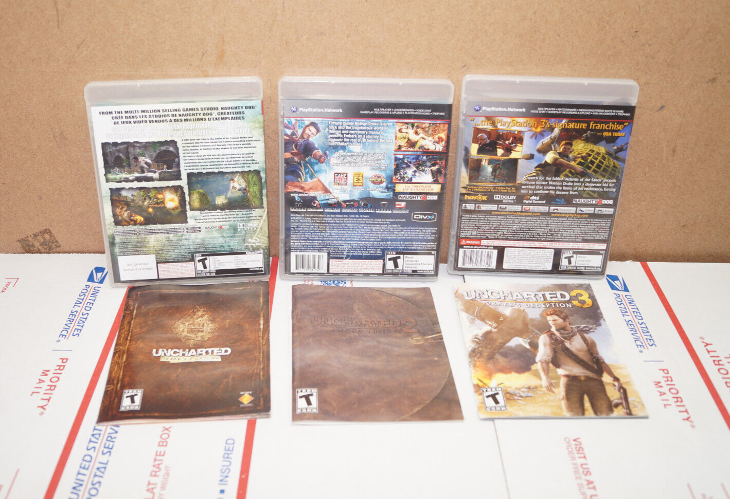 Sony PlayStation 3 PS3 Uncharted 1 2 3 Trilogy Bundle Lot Action Game Complete