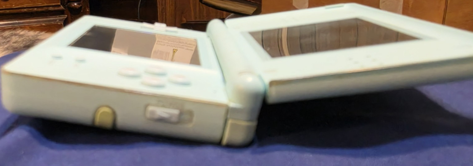 Nintendo DS Lite Ice Blue Handheld. Tested Working w/ Charger, Stylus & GBA Covr