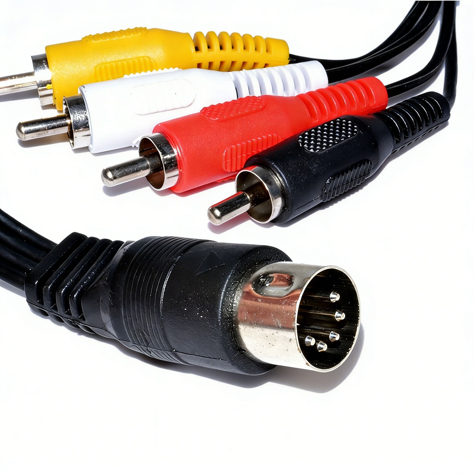 5-Pin DIN to 3 RCA AV Cable 5ft for Commodore 64 Atari TI-99/4A Spectravideo
