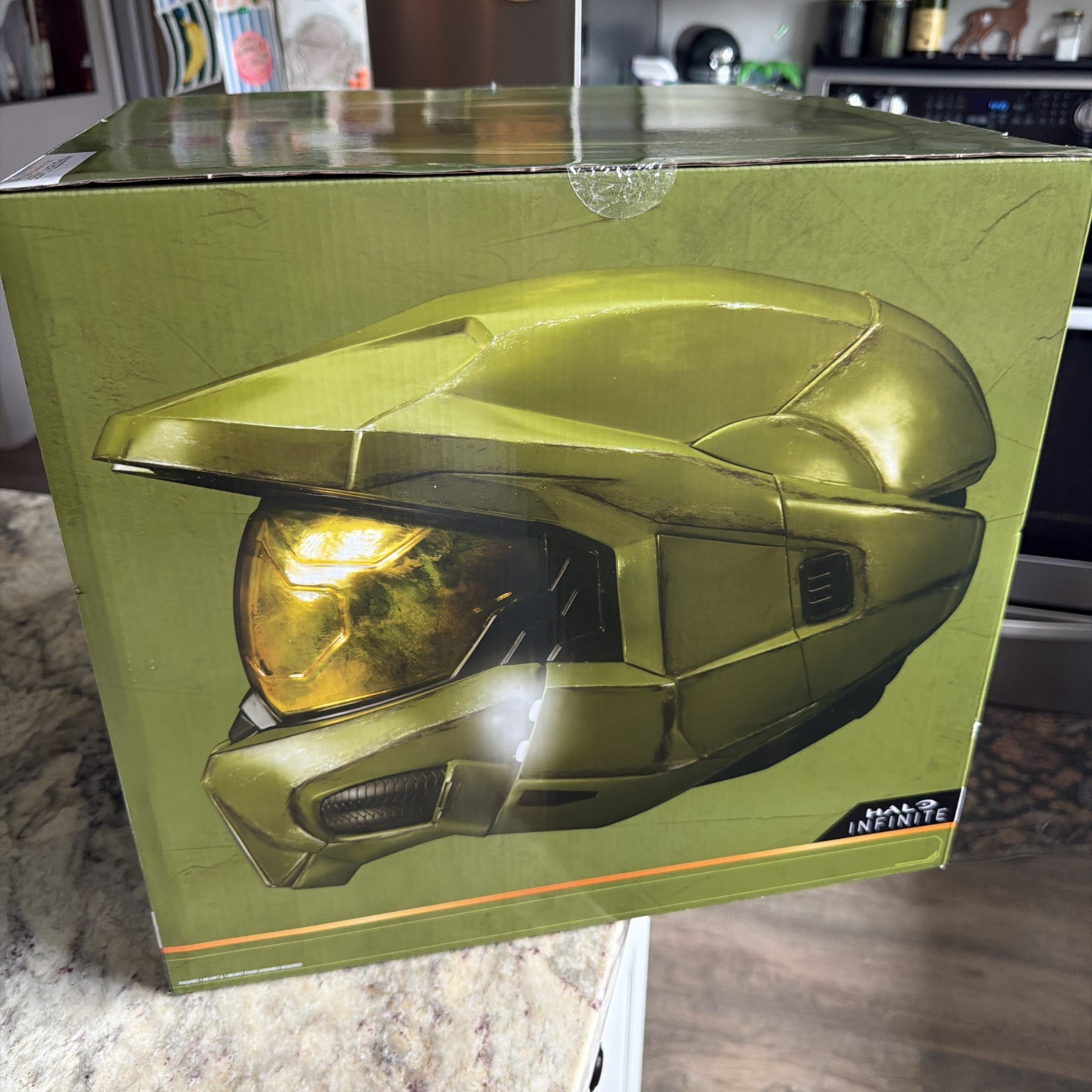 Halo Master Chief Deluxe Helmet with Stand-LED Lights on Each Side-Battle New