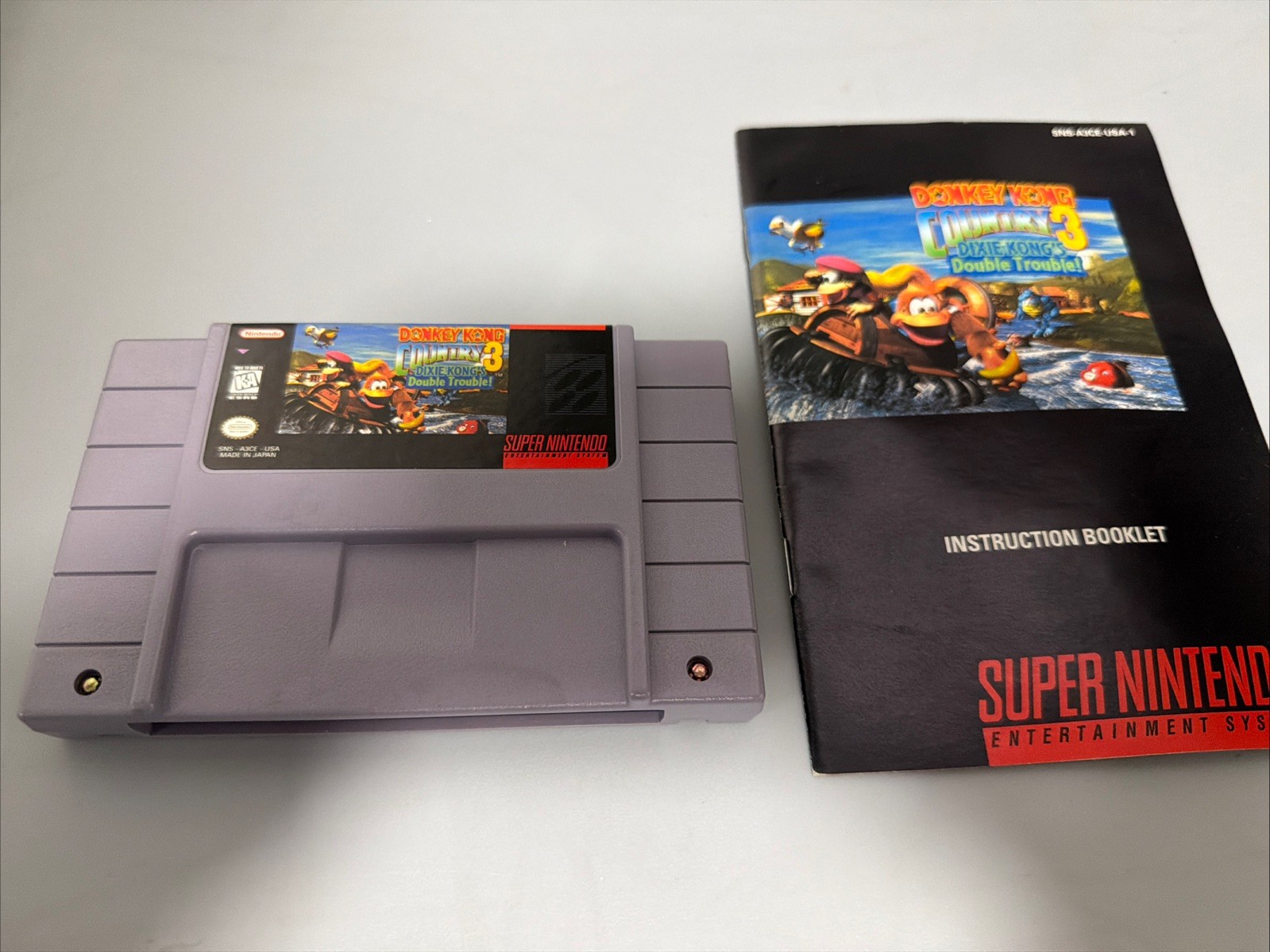 Donkey Kong Country 3: Dixie Kong’s Double Trouble! SNES w/ Manual AMAZING LABEL