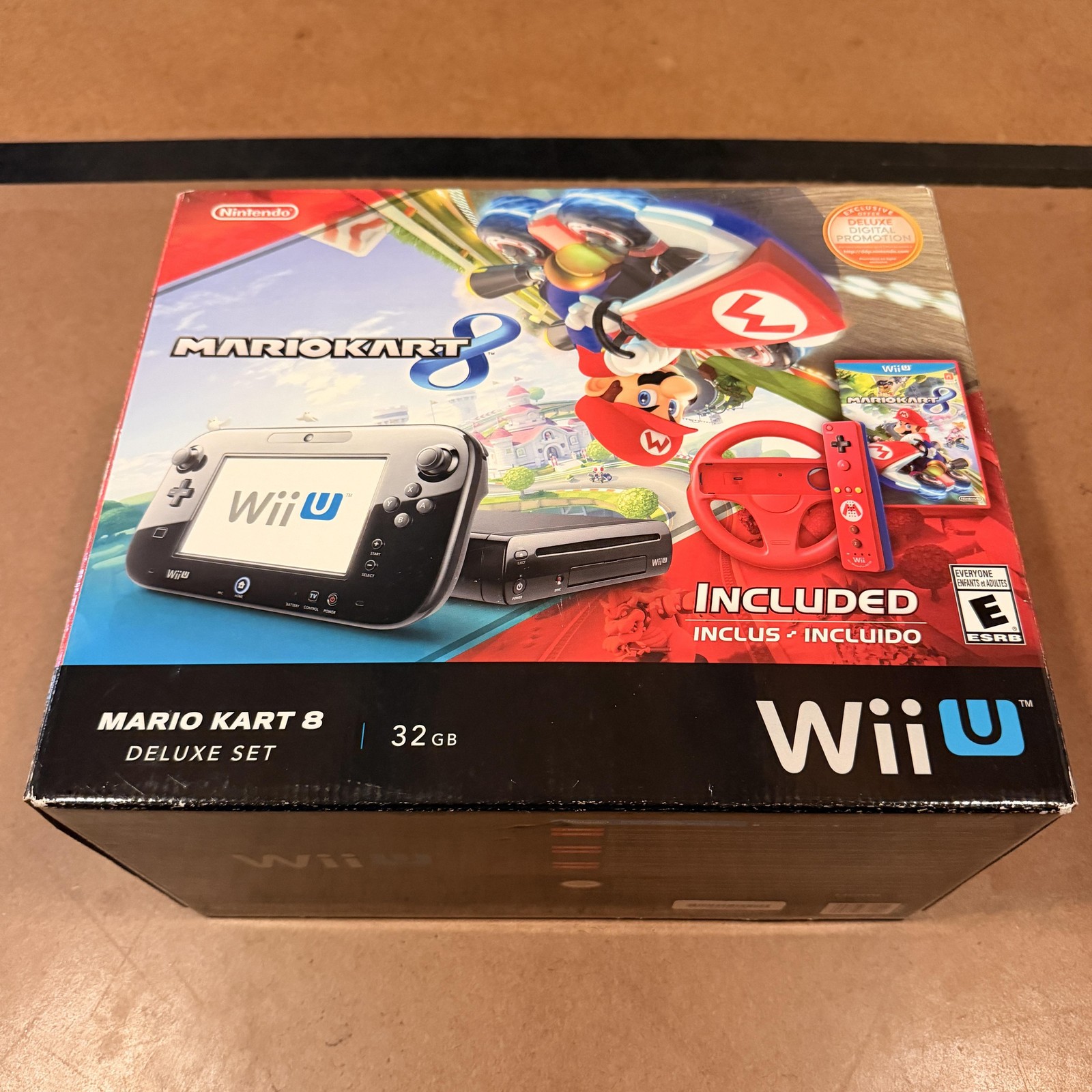 Nintendo Wii U Mario Kart 8 Deluxe 32GB Black Box Only Inserts Manuals Packaging