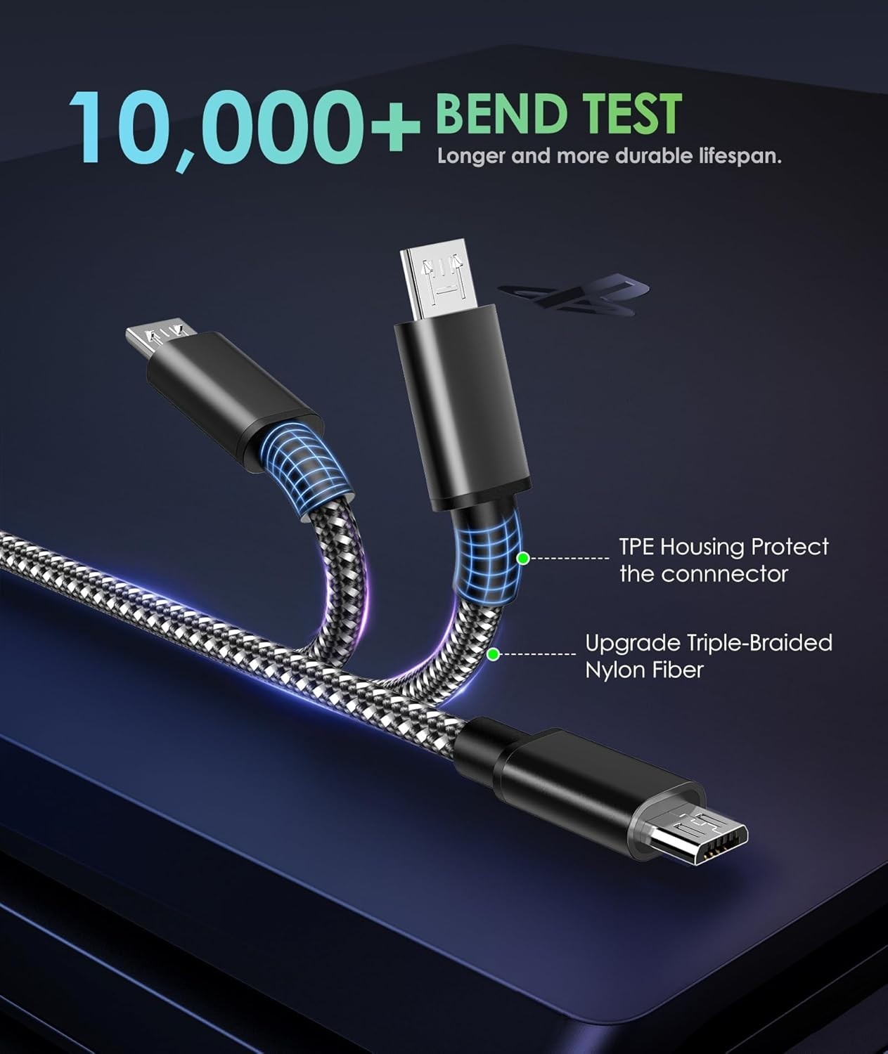 16 FT PS4 Controller Charger Charging Cable, Nylon Braided Extra Long Micro U…