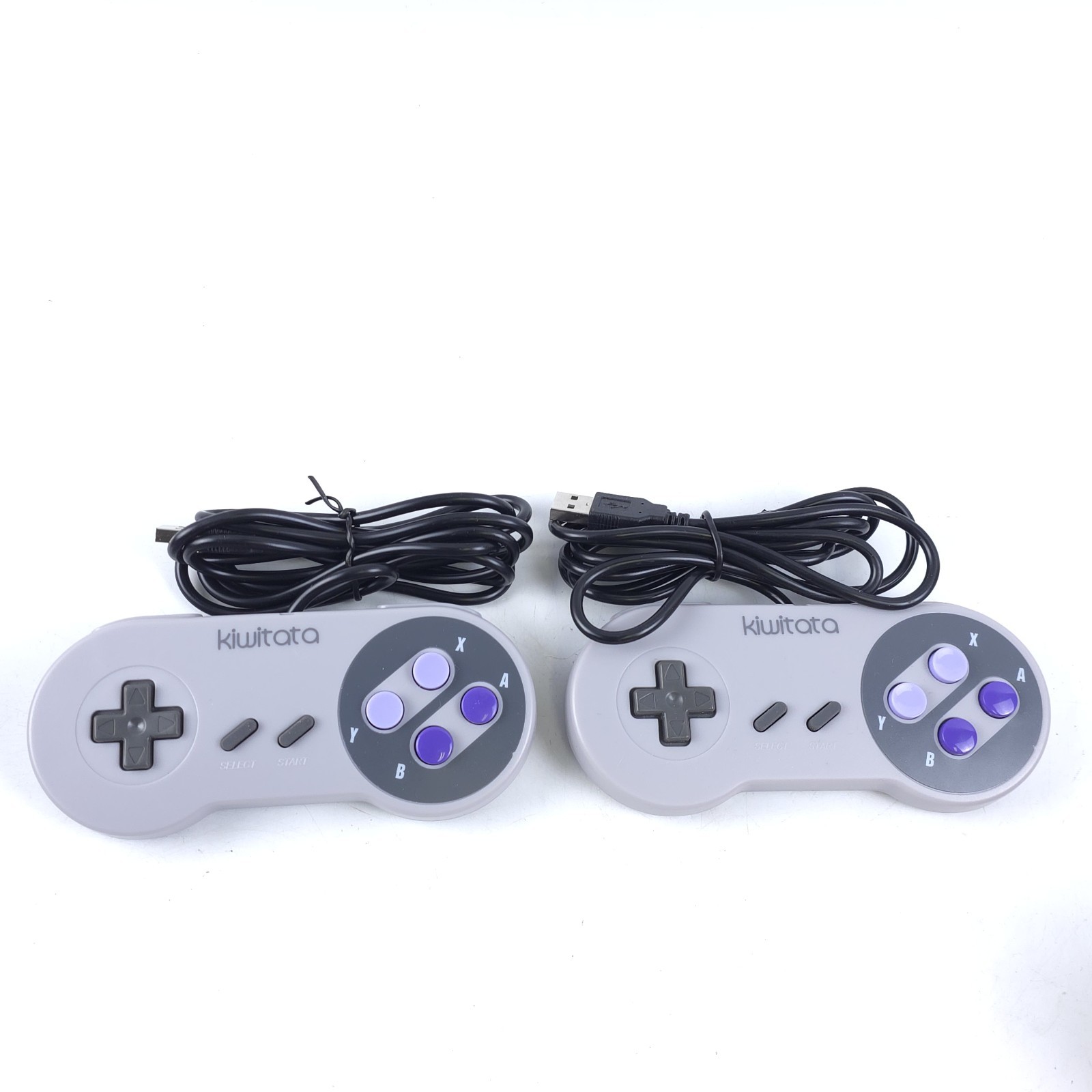 KIWITATA 2X Classic SNES USB Controller for PC Grey/Purple Keys 2Pack