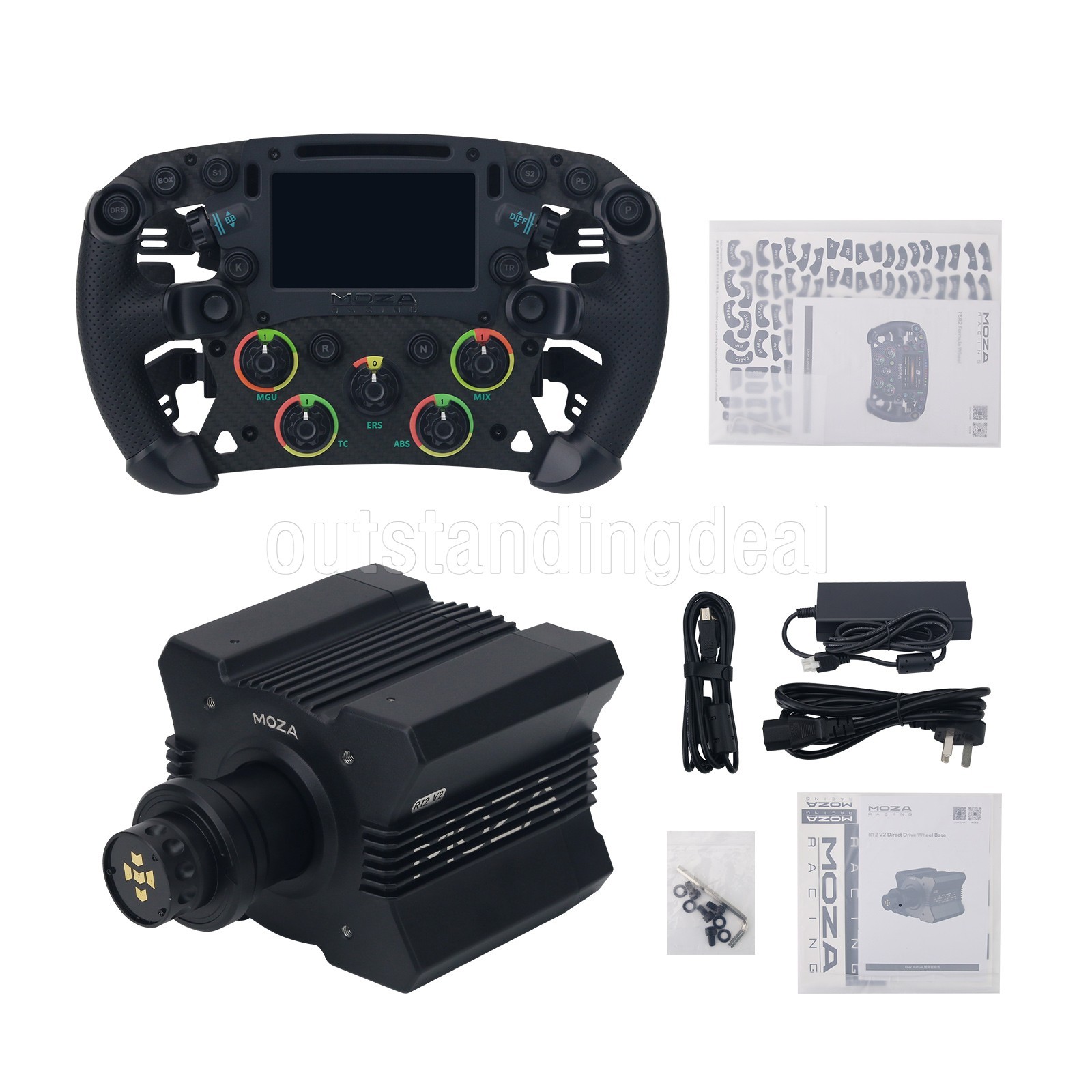 MOZA R12 V2 12Nm Direct Drive Wheel Base + 280mm FSR2 Formula Steering Wheel