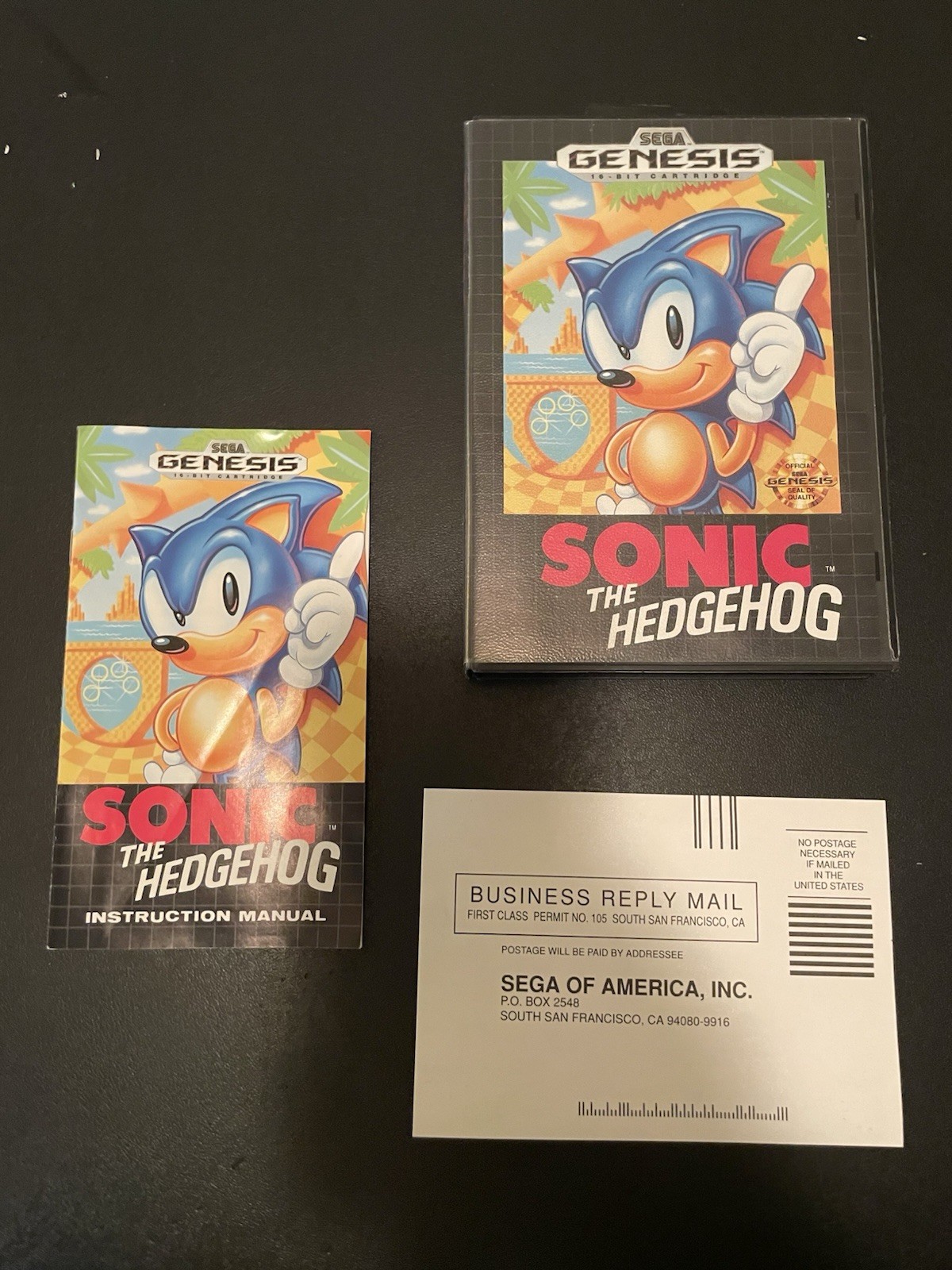SEGA Sonic the Hedgehog Sega Genesis Case w/ Manual & Reply Card – NO GAME