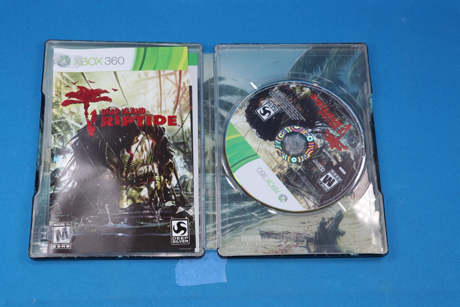 XBOX 360 DEAD ISLAND RIPTIDE STEEL BOOK COMPLETE GAME CASE MANUAL GREAT COND