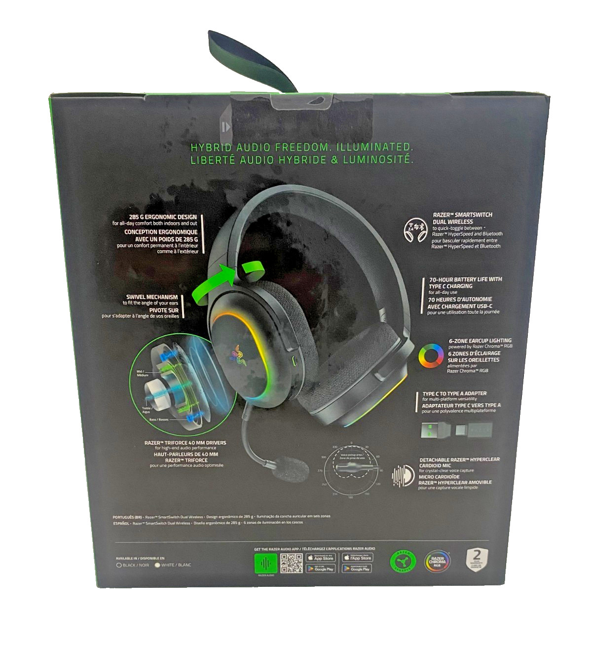 Razer Barracuda X Chroma RGB Wireless Gaming Headset Bluetooth Headphones