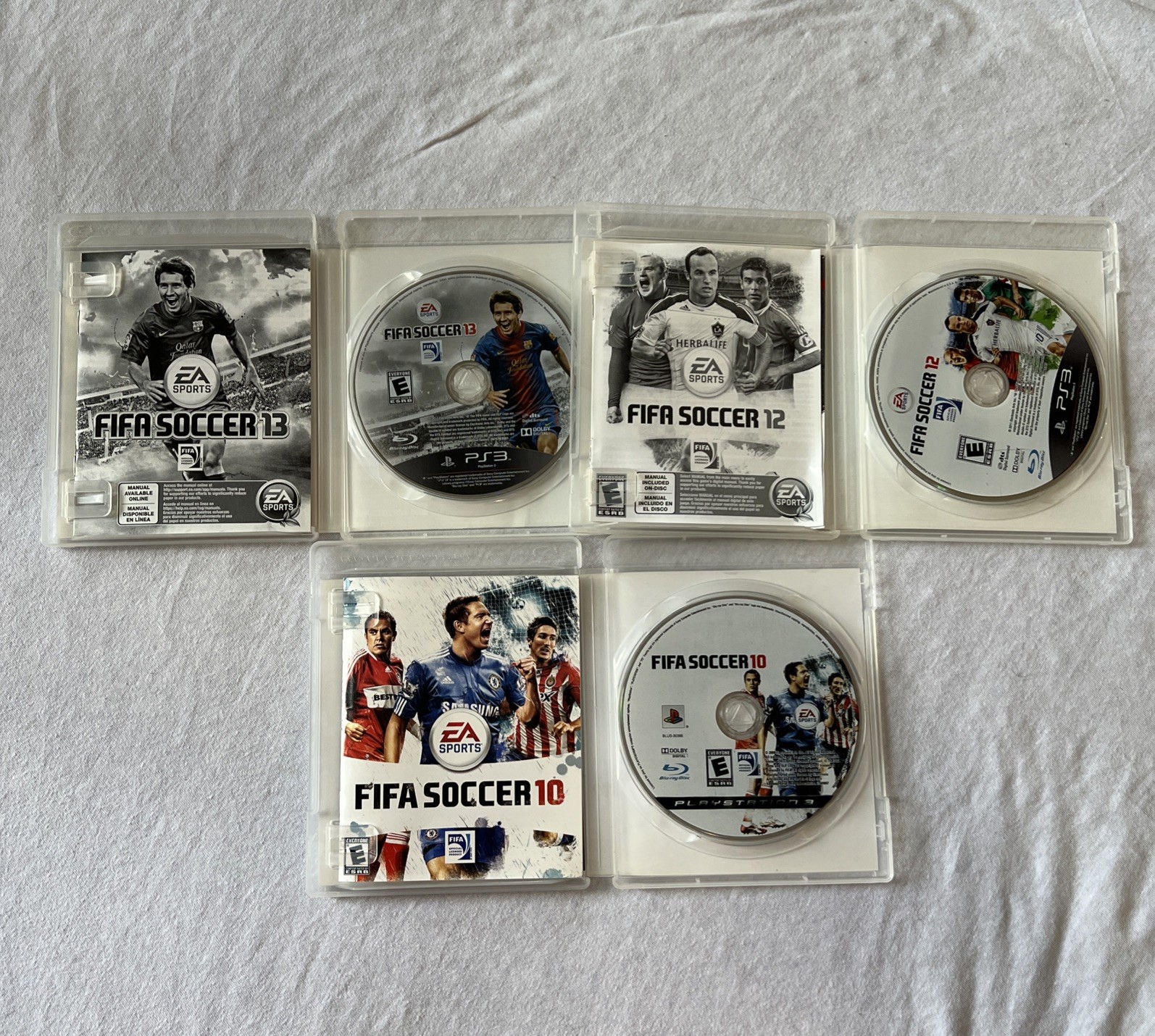 PS3 FIFA Soccer 10 12 13 Bundle PlayStation 3 Complete CIB 3 Game Lot EA Sports