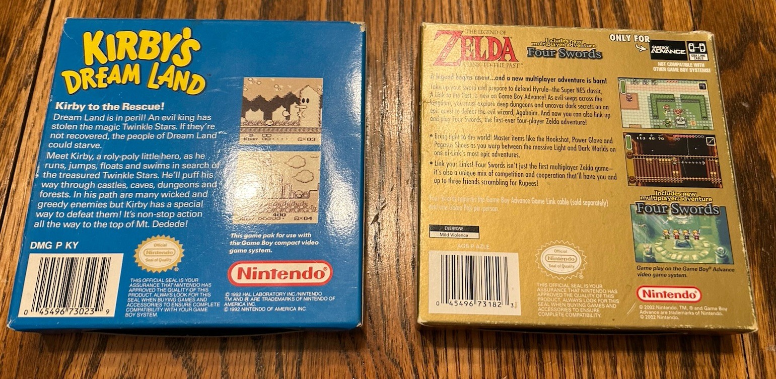 Kirby’s Dream Land Nintendo Game Boy, 1992 Complete Box Zelda Four Swords GBA CI