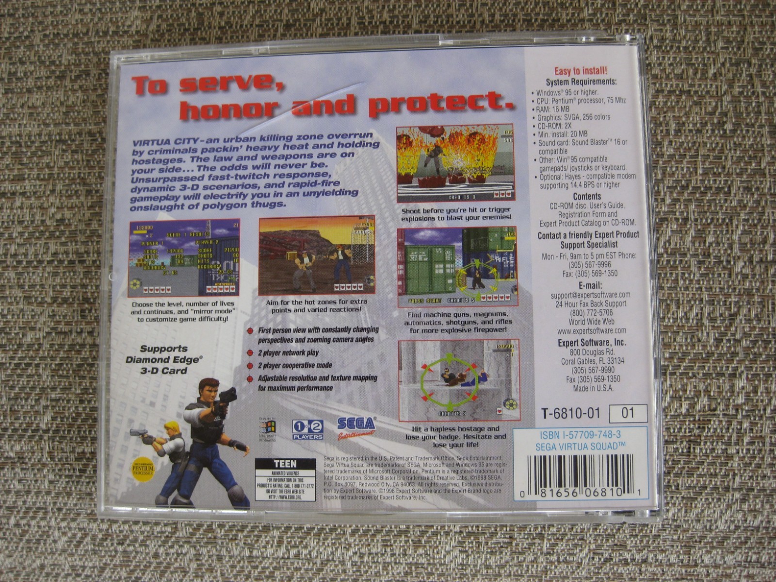 Virtua Squad PC Video Game Light Gun Shooter Windows 95 Virtua Fighter Manual