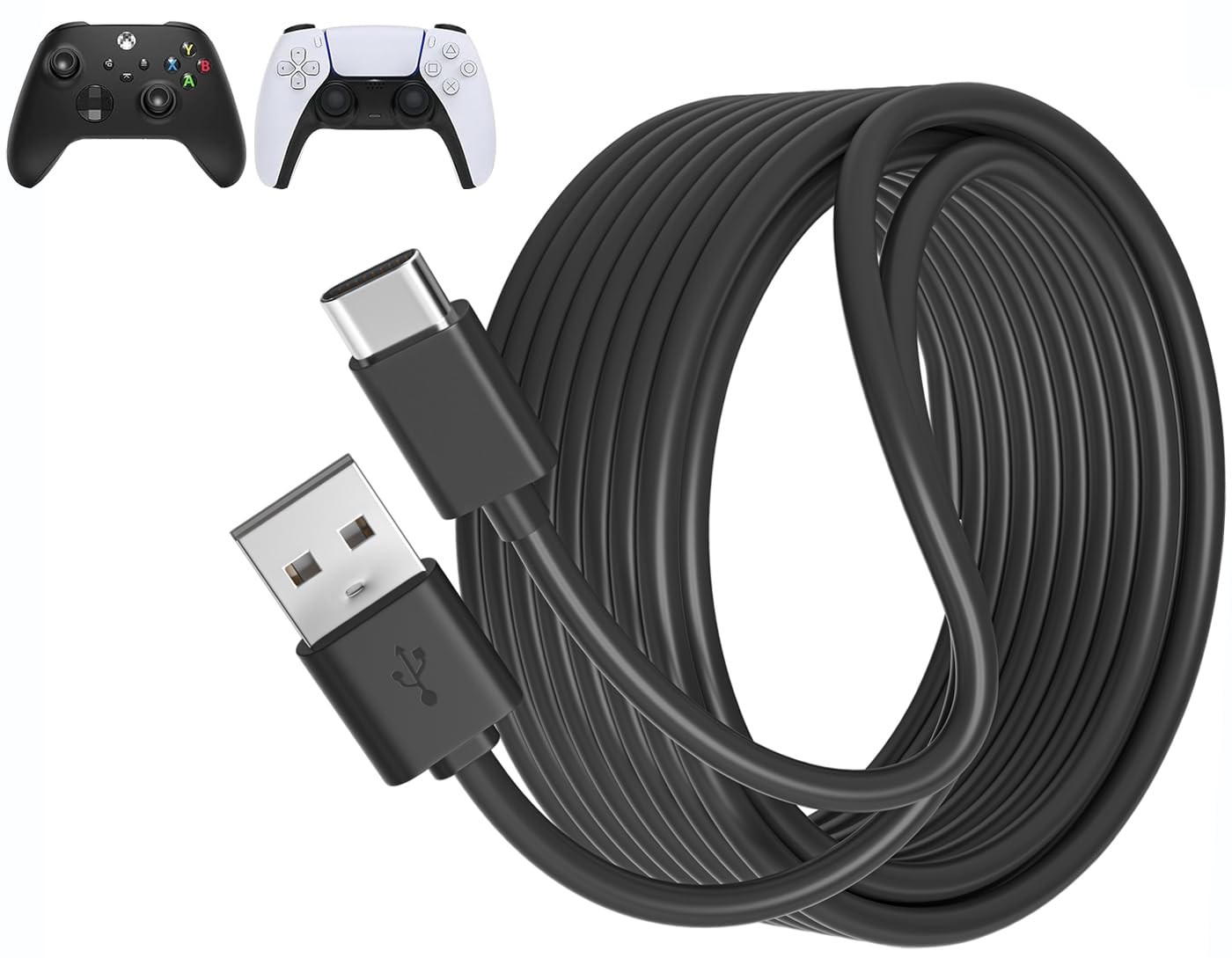 USB C Cable PS5 Controller Charger Cord for Xbox Series X/S,10ft 10ft, Black