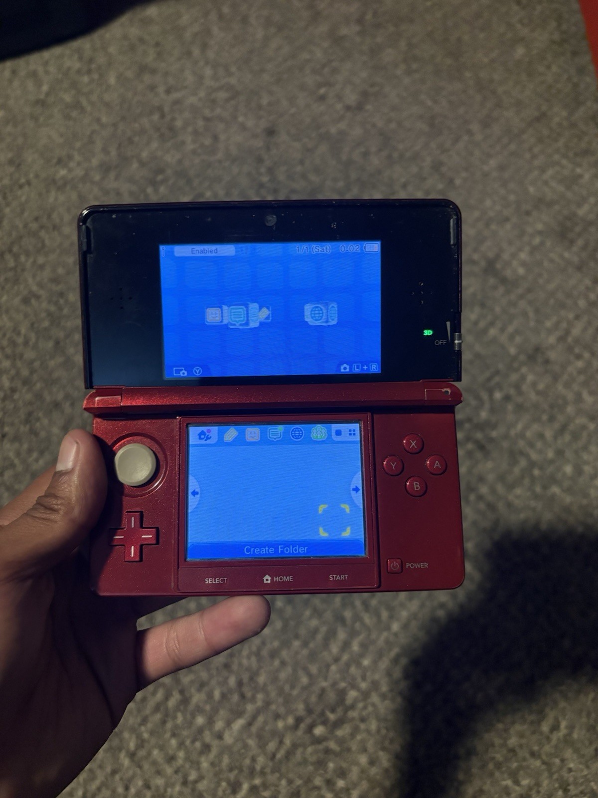 Red Nintendo 3Ds With Charger And Stylus Included