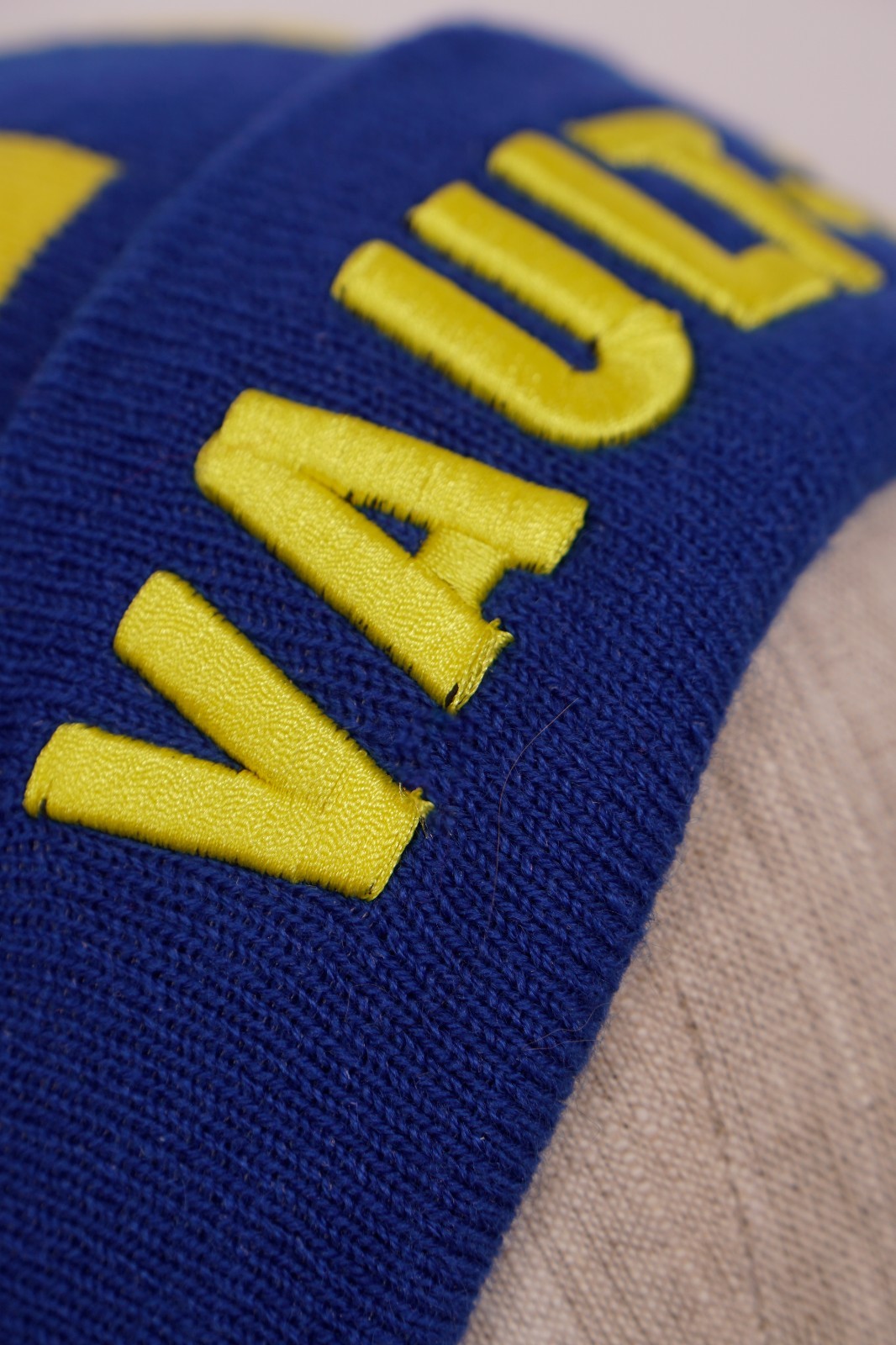 Bethesda Fallout Vault-Tec Vault 111 Beanie Blue & Yellow Stretch Cuffed 2016