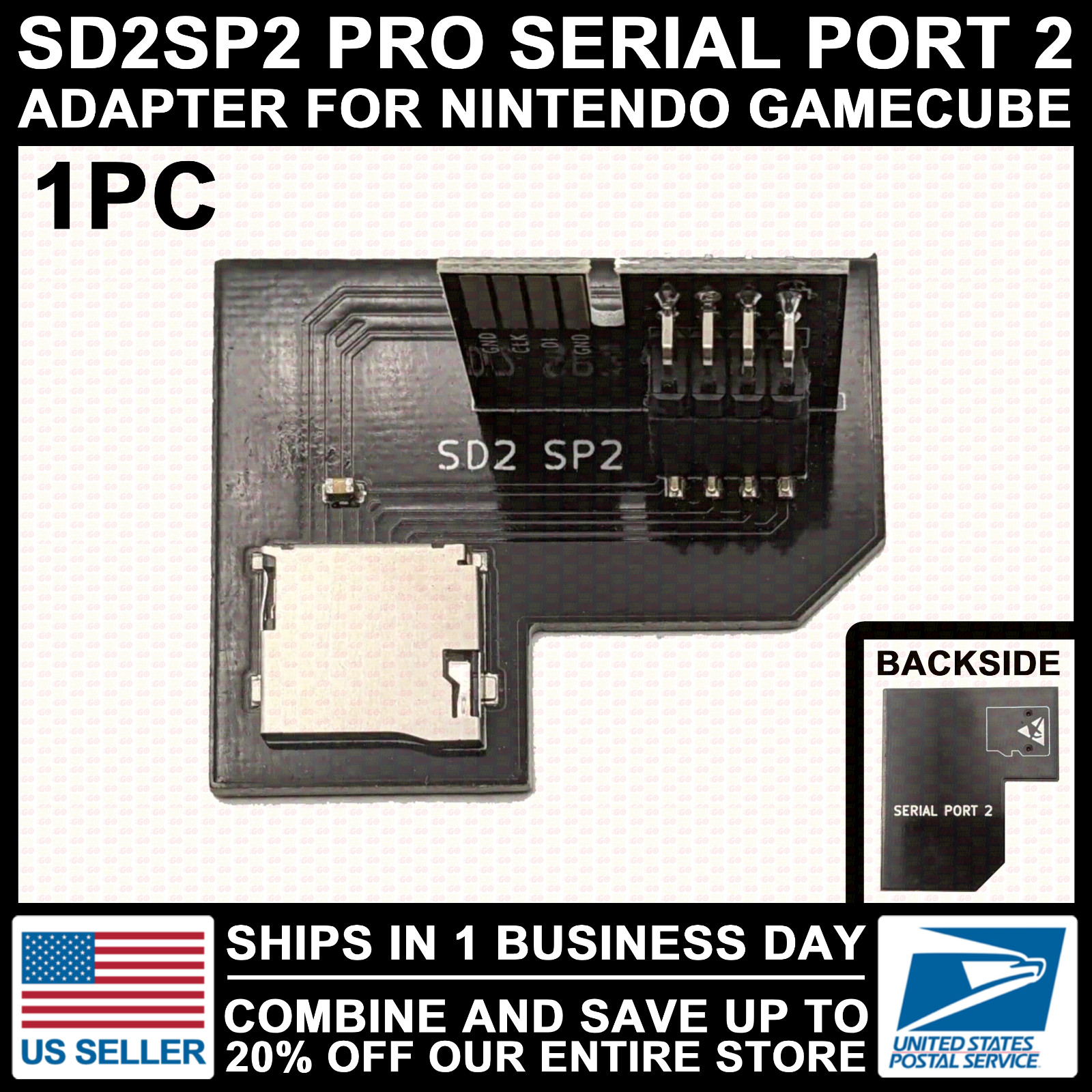SD2SP2 Pro Adapter for Nintendo Gamecube Serial Port 2 Cover Swiss Micro SD Card
