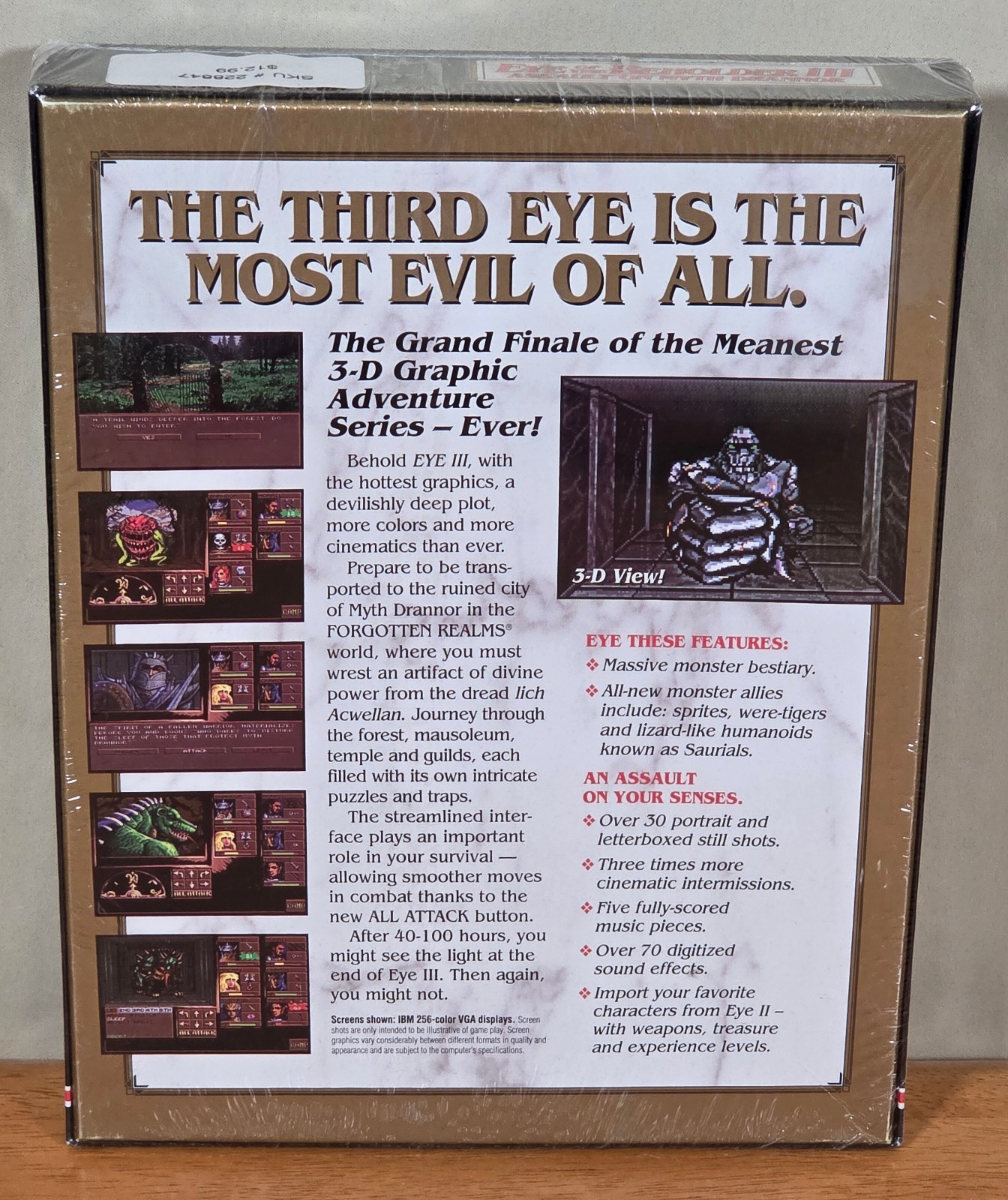 New Sealed AD&D Eye Beholder III Assault On Myth Drannor SSI IBM PC Big Box Game